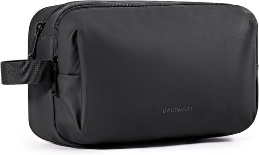 BAGSMART Toiletry Bag for Men, Travel Toiletry Organizer Dopp Kit Water-resistant Shaving Bag for Toiletries Accessories, Door Room Essentials,Black-basic