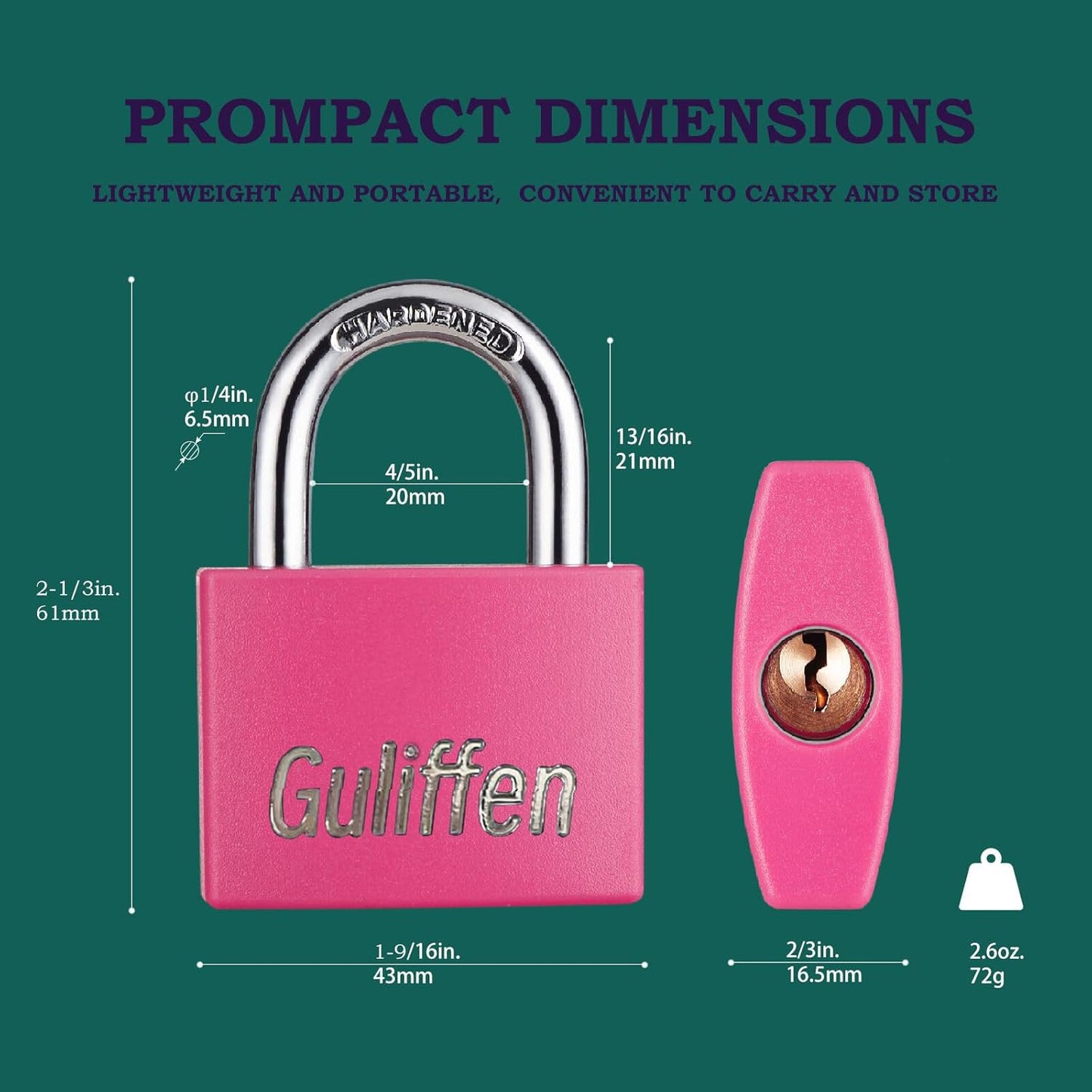 2 Pack Aluminum Locker Lock with Key, Pad Lock with 1-9/16 in. (40 mm) Wide, Key Lock for Gym Locker, Shed, Gate, and Storage Unit