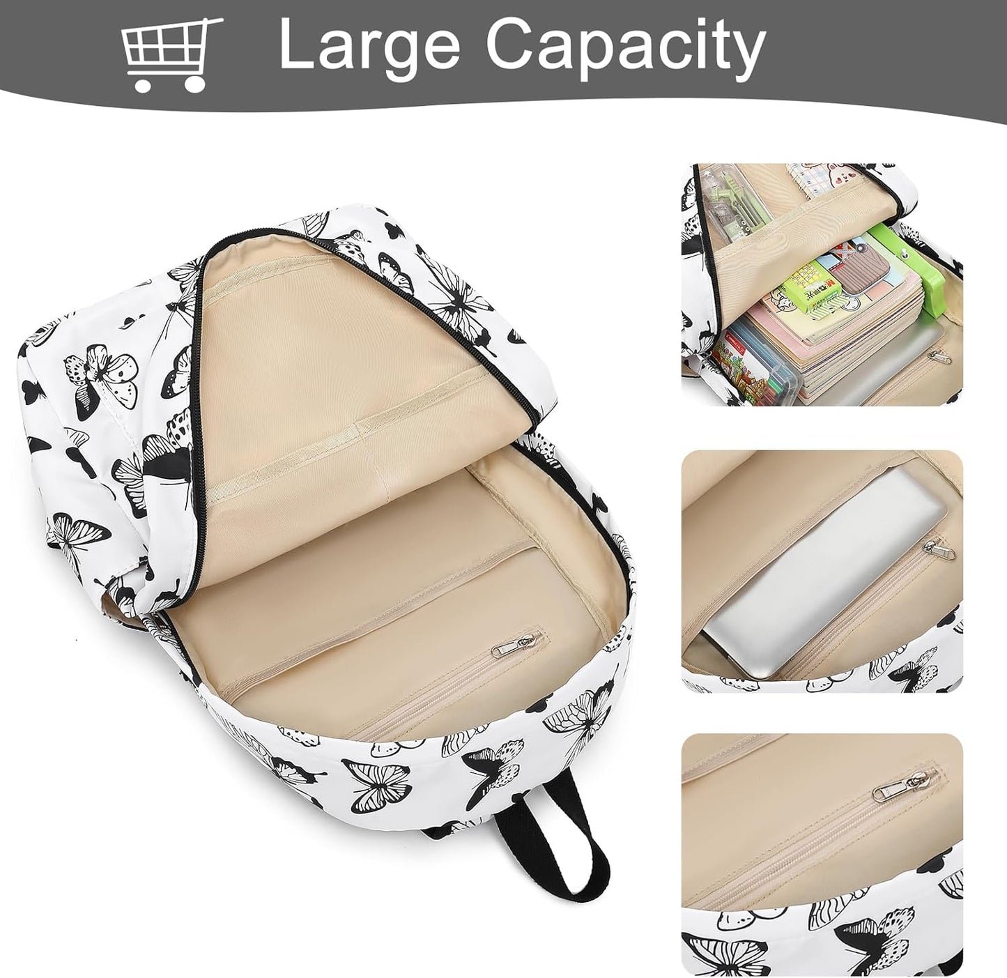 LEDAOU Backpack for Girls School Bag Kids Bookbag Teen Backpack Set Daypack with Lunch Bag and Pencil Case