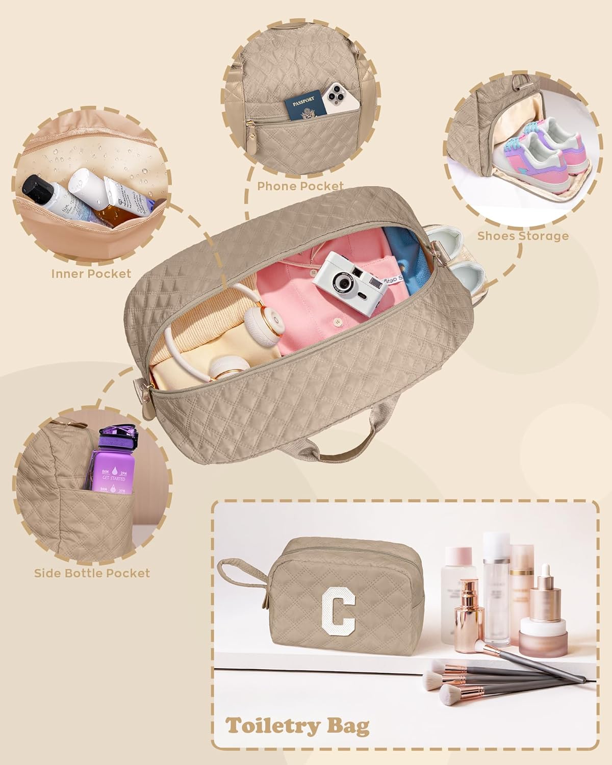 Personalized Duffle Bag Women Girls Gift: Letter Carry on bags, Dance Cheer bag Sports for Girl, Kid Gymnastics Bags, Birthday Gifts for Women Girls Kids Teens Mom Teacher