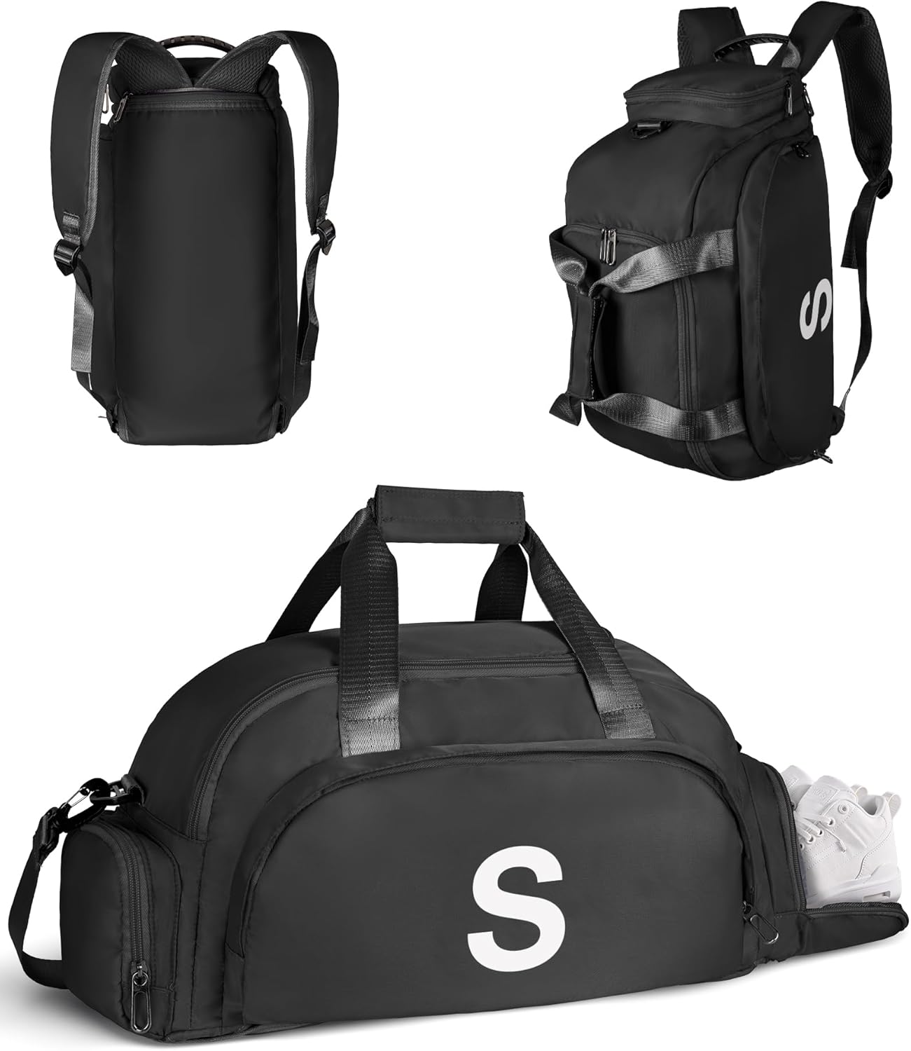 13 14 15 16 17 18 Year Old Boys Birthday Gifts, Initial Gym Bags with Shoe Compartment, Dance Bag for Girls, Monogram Kid Overnight Bags, Stocking Stuffers for Teen Girl (Letter S)