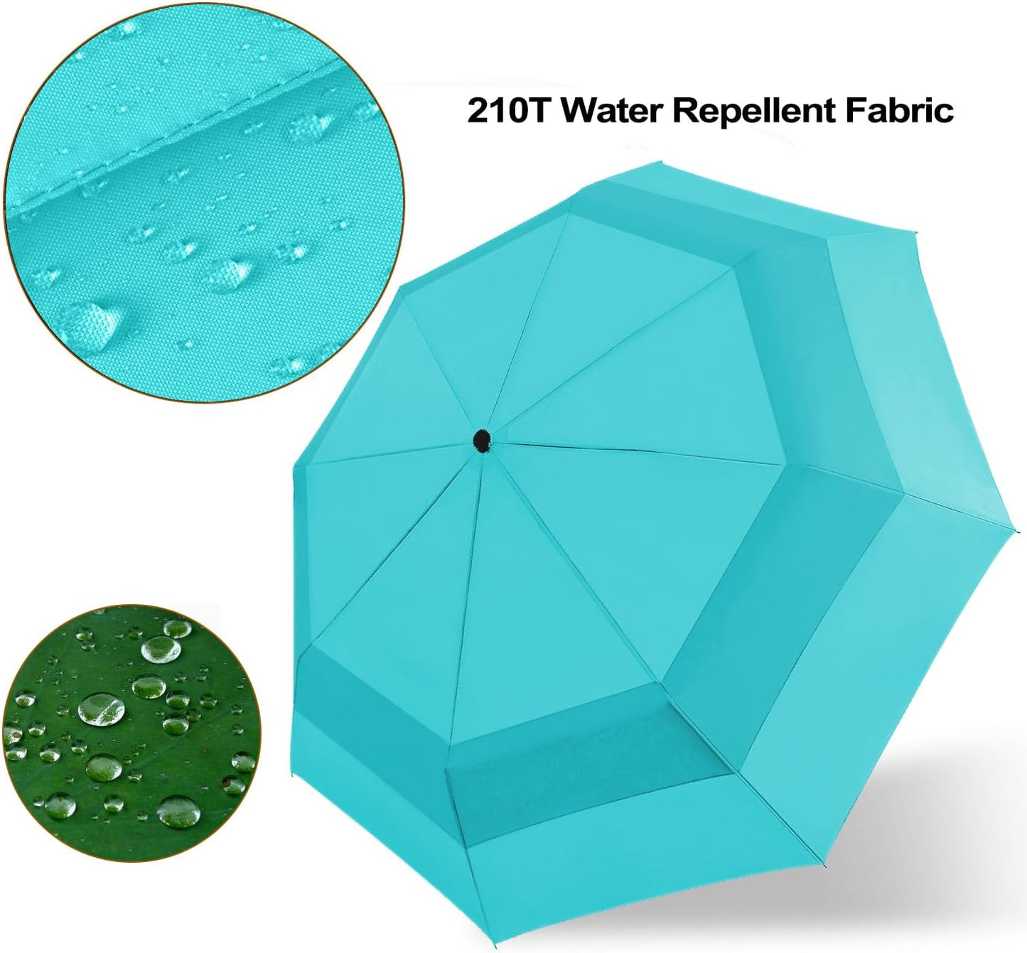 Lejorain Large Folding Golf Umbrella - Compact Mens Umbrellas Travel Rain and Windproof 54inch Collapsible Automatic Open Close Umbrella 210T Teflon Vented Double Canopy