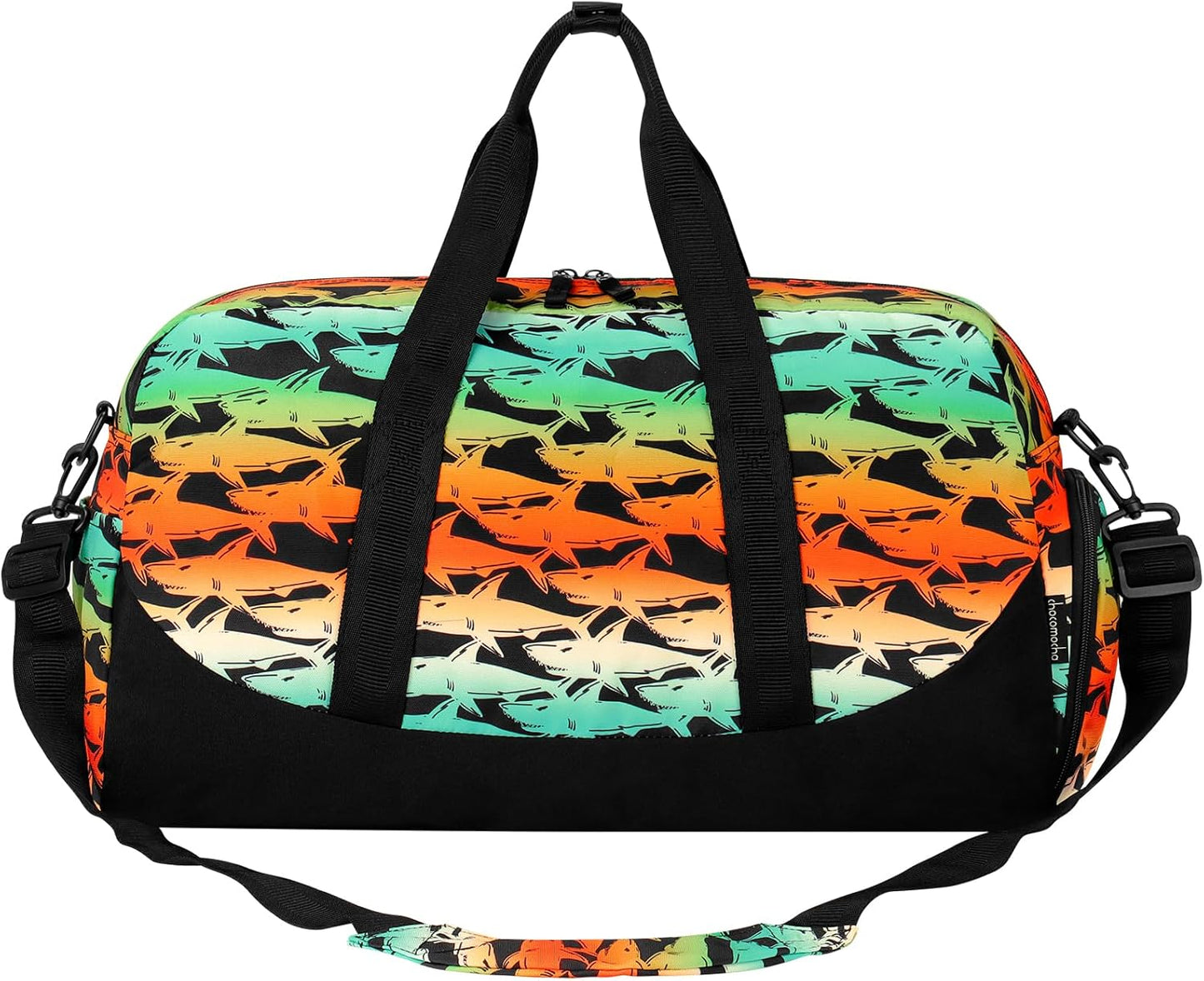 Choco Mocha Kids Shark Duffle Bag for Boys - Travel, Overnight, Gym, Sports & Sleepover Bag - 6-8 Years Gift