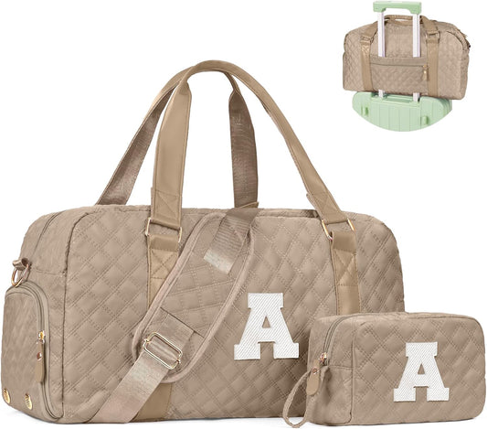Birthday Gifts for Women Initial Duffle Bag for Travel: Personalized Weekender bags, Dance Cheer bag Sports for Girl, Kid Gymnastics Bags, Girls Kids Teens Mom Teacher