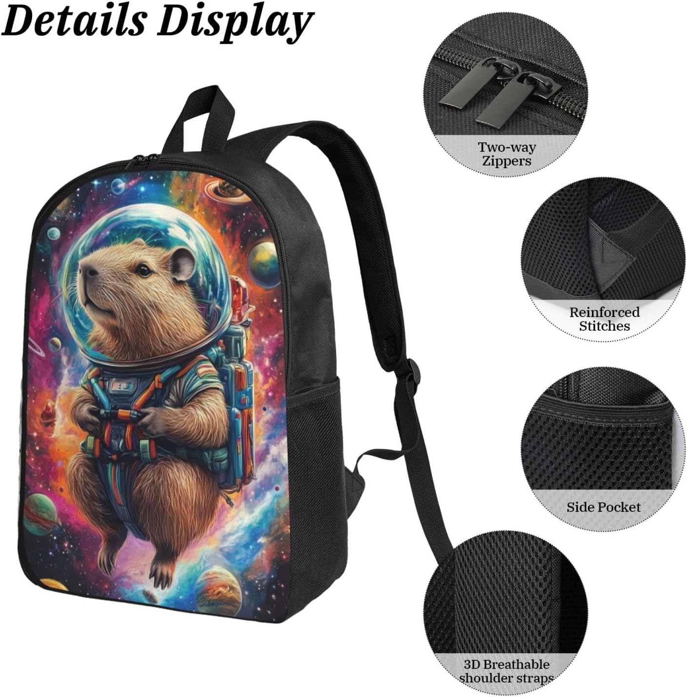 Animal Kid Backpack Set with Lunch Bag & Pencil Case Large Capacity School Bag 17 Inch Bookbag for Boy Girl
