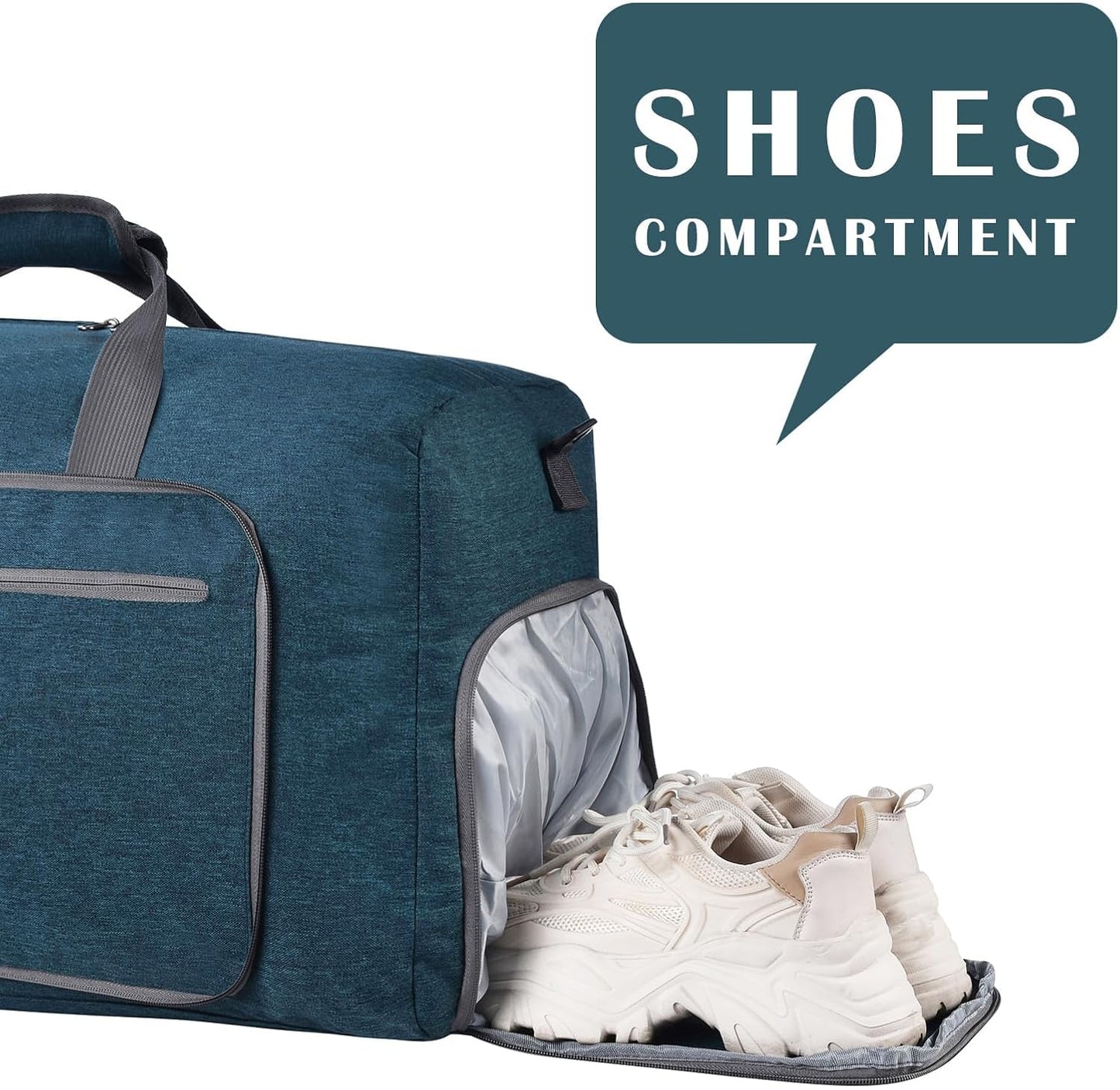 Felipe Varela Duffle Bag with Shoes Compartment and Adjustable Strap,Foldable Travel Duffel Bags for Men Women,Waterproof Duffel Bags