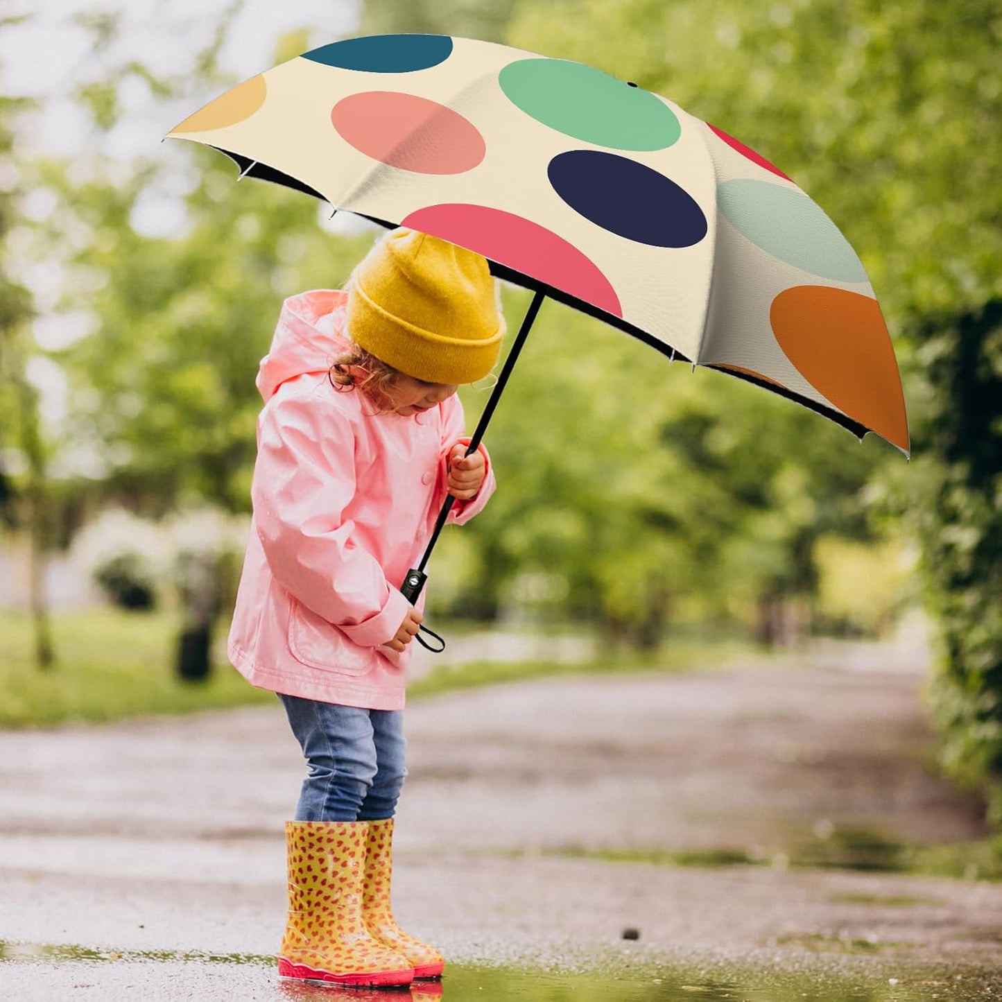 Small Compact Travel Automatic Folding Umbrella for Women, Portable Lightweight, Rain, Wind, UV Sun Shade