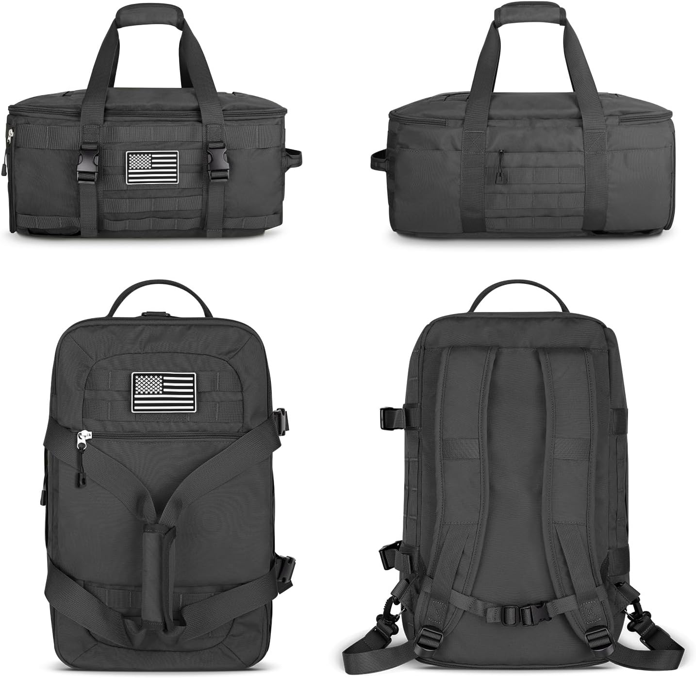 ETRONIK Gym Bags for Men Women, Tactical Duffle Bag Backpack with Shoe Compartment, 3 in 1 Carry on Travel Backpack with Wet Pocket, Weekender Overnight Range Bag for Workout Football Gym, Grey