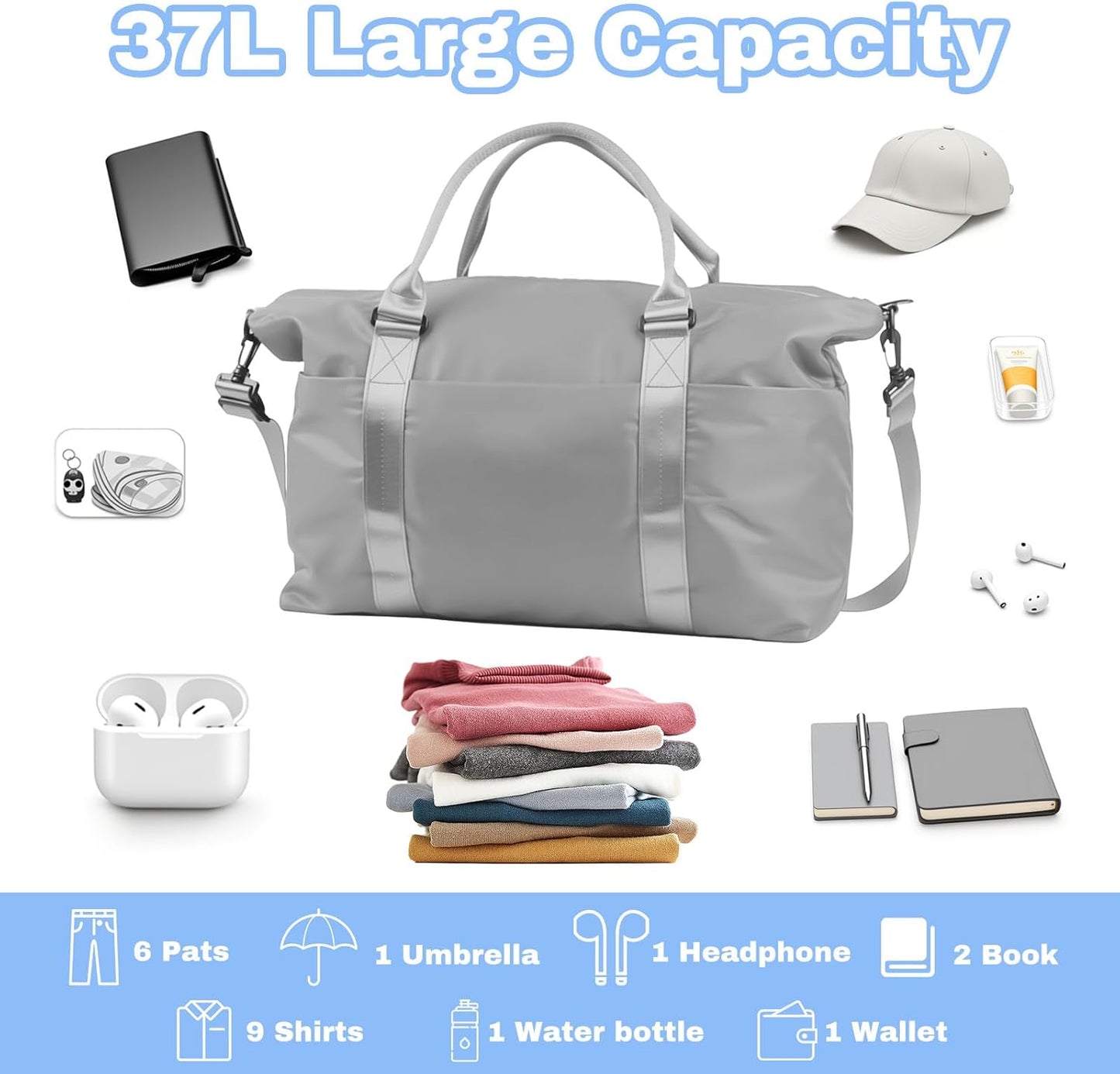 Weekender Duffel Bags for Women， Travel Totes Bag for Airplane Essentials, Overnight Bags for Women with Trolley Sleeve, Large Carry On Hospital Bag for Labor and Delivery, Sport, Gym