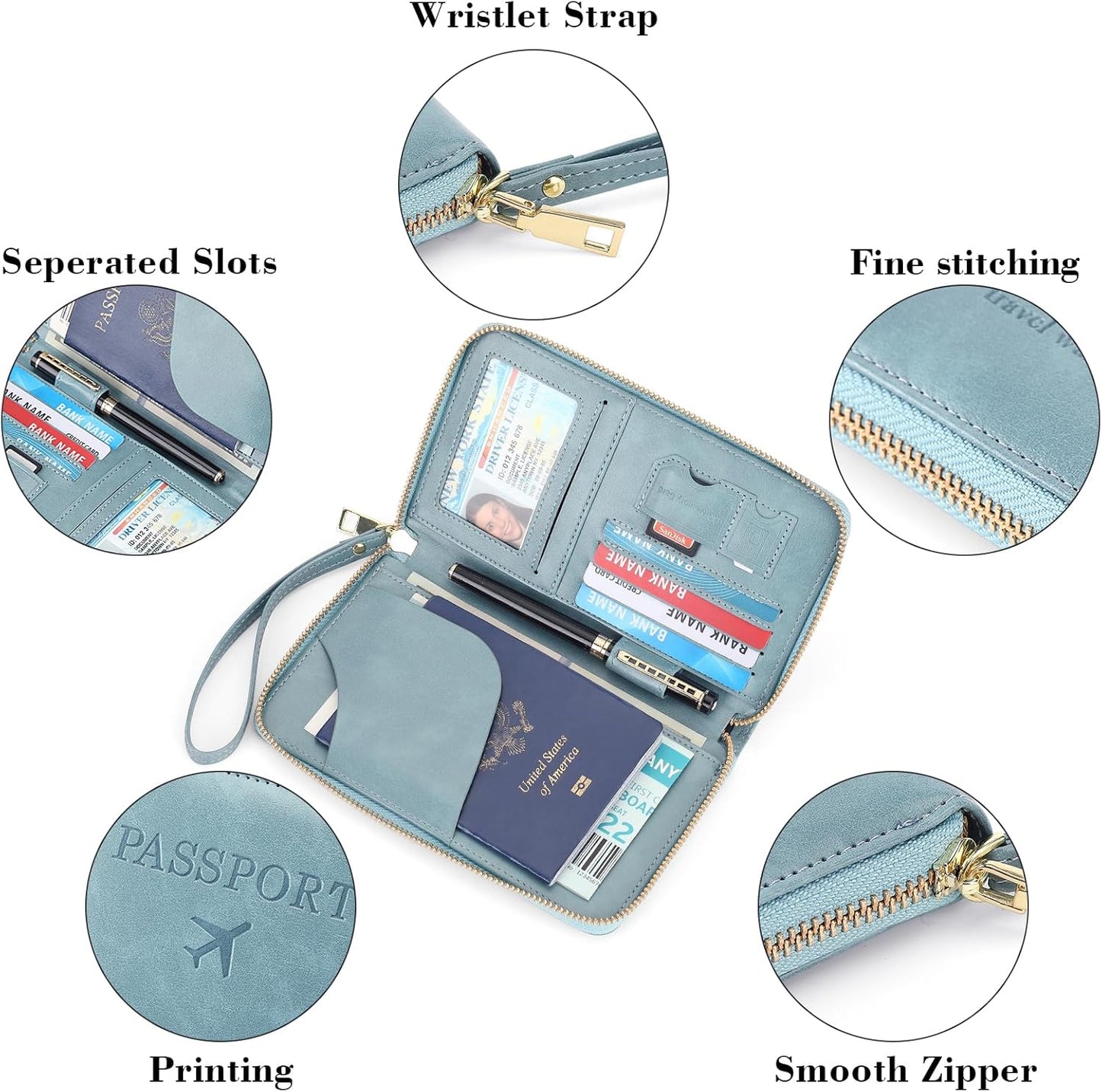 Leather RFID Blocking Passport Holder Travel Wallet, Passport Cover/Travel Wallet for Women/Men with