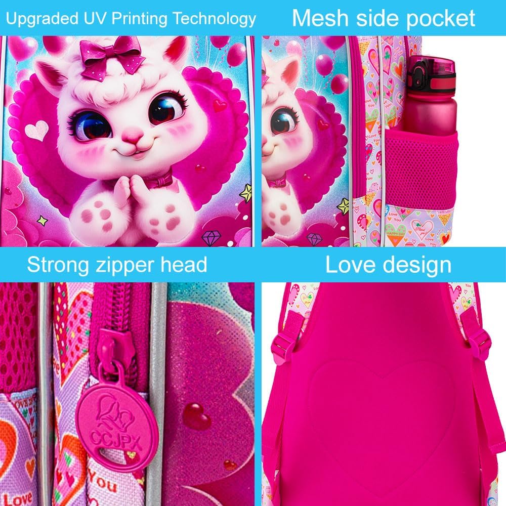 16" Backpack for Girls Boys 4-8, 3Pcs Kids Bookbag Set with Lunch Box, School Bag for Preschool Kindergarten
