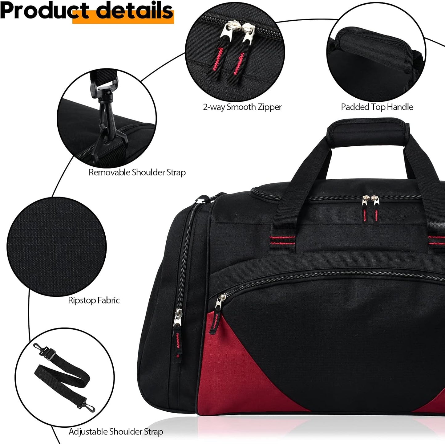 Mens Gym Bag, 55L Large Sports Duffle Bags, Workout Bags Lightweight