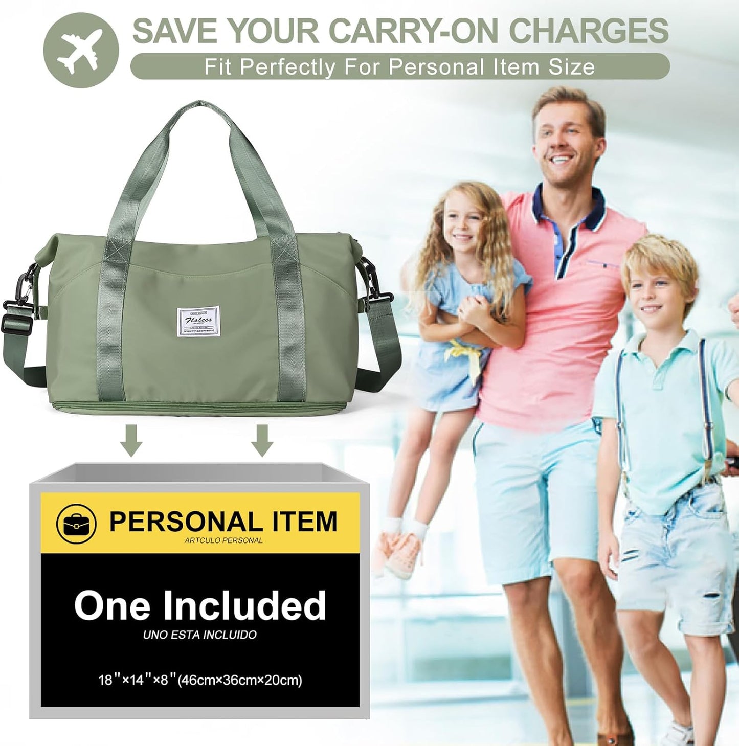 Travel Duffel Bag, Sports Tote Gym Bag, Shoulder Weekender Overnight Bag for Women