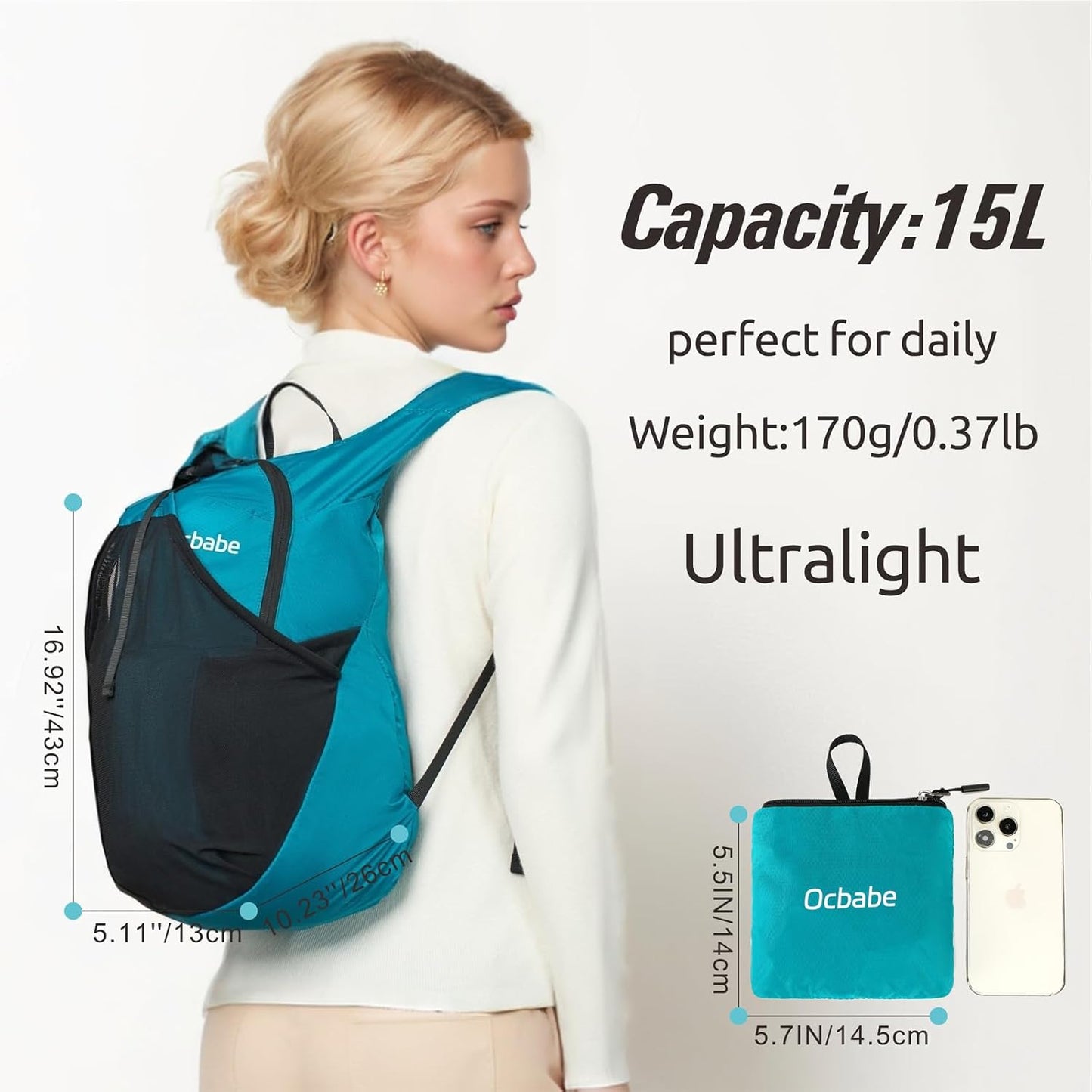 15L/25L Small Packable Lightweight Backpack Hiking Daypack Water Resistant Foldable Outdoor Camping Travel Bag for Women Men