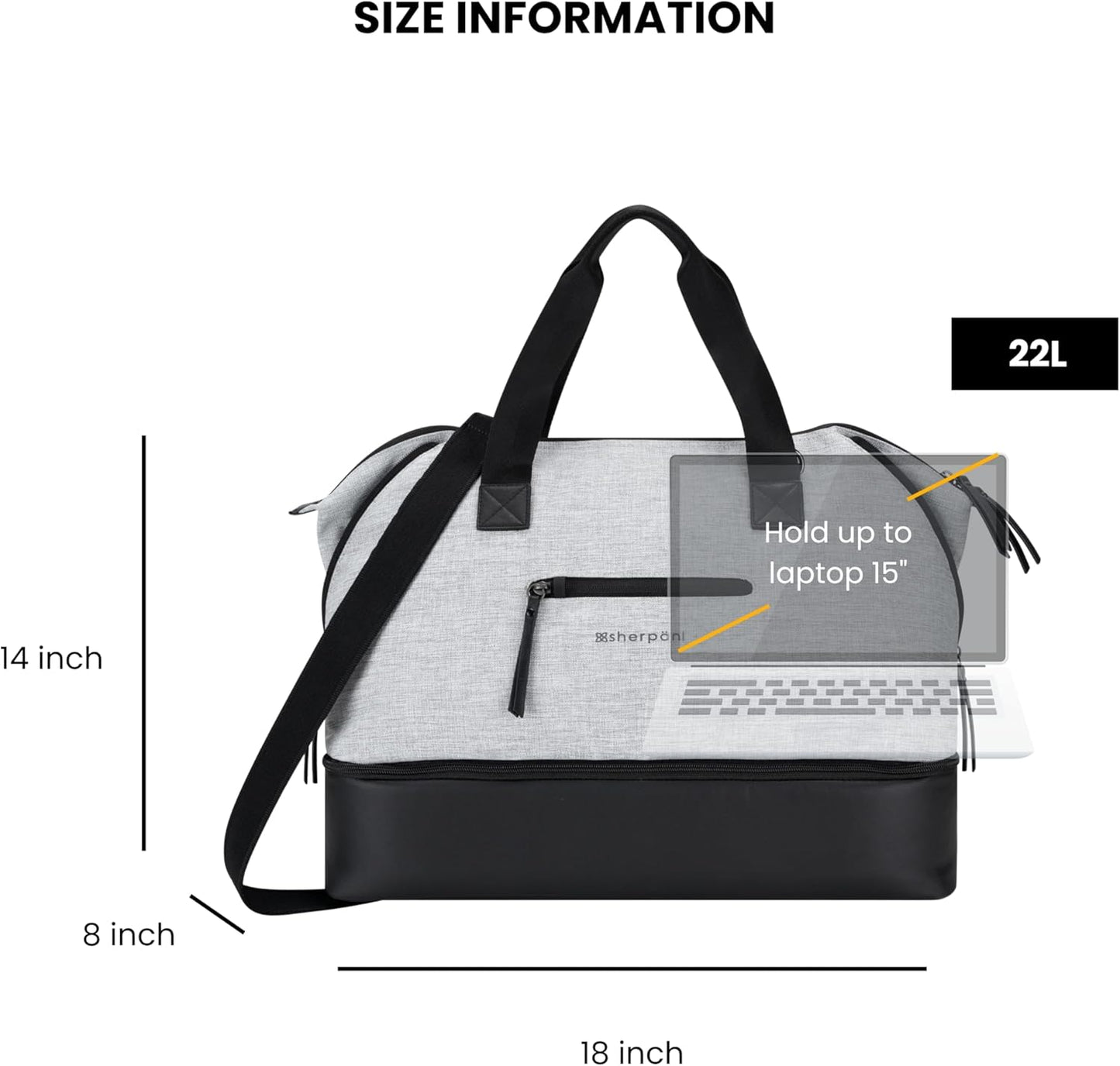 Sherpani Boston, Anti-Theft Weekender Bags,Travel Duffel Bag for Women, Carry On Tote Bag with Removable Shoe Bottom Compartment, Metal Hardware