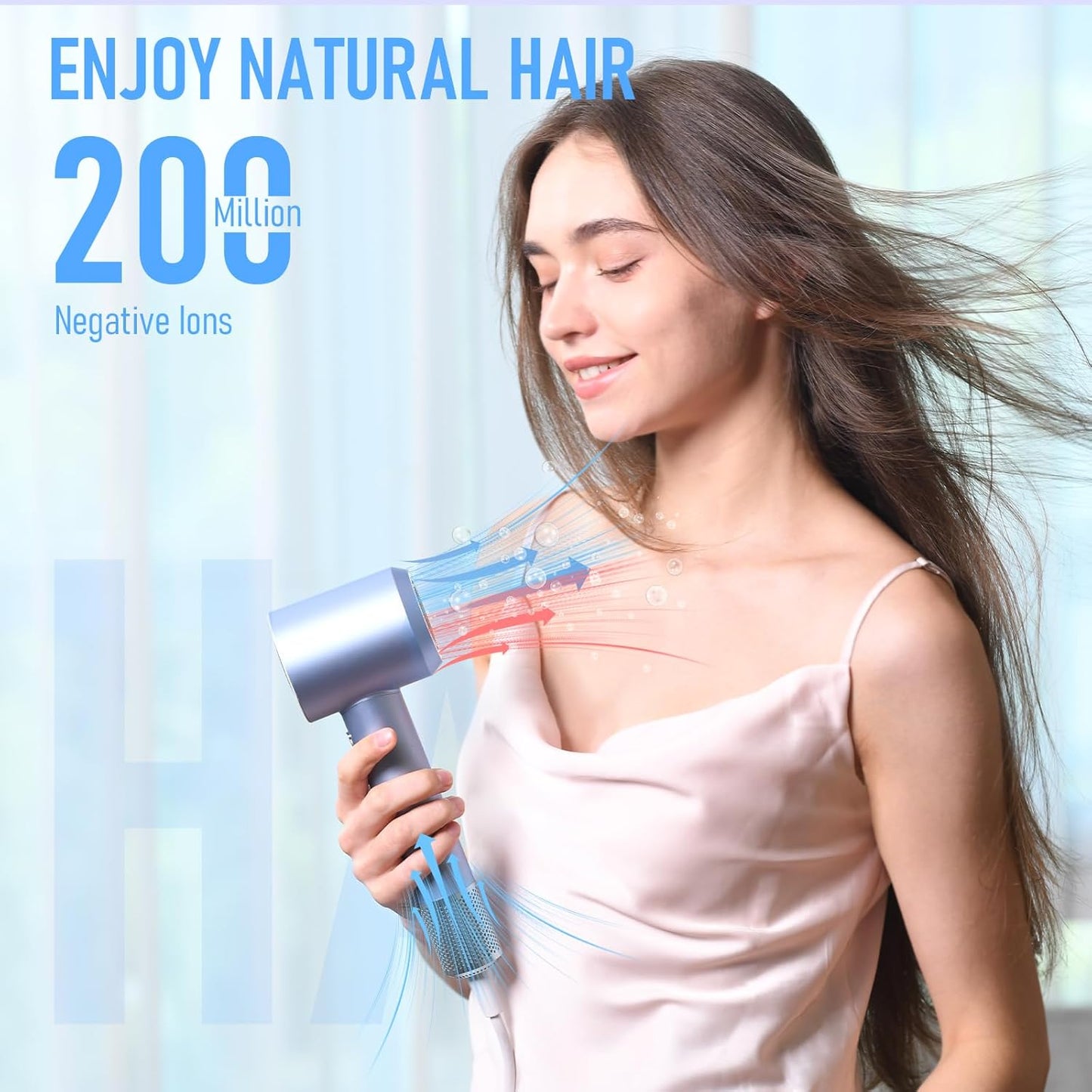 Hair Dryer, High-Speed Blow Dryer, 110000 RPM Negative Ionic Care Hair Dryer for Fast Drying Low Noise Thermo-Control Hairdryer with Magnetic Diffuser & Nozzle for Home Travel