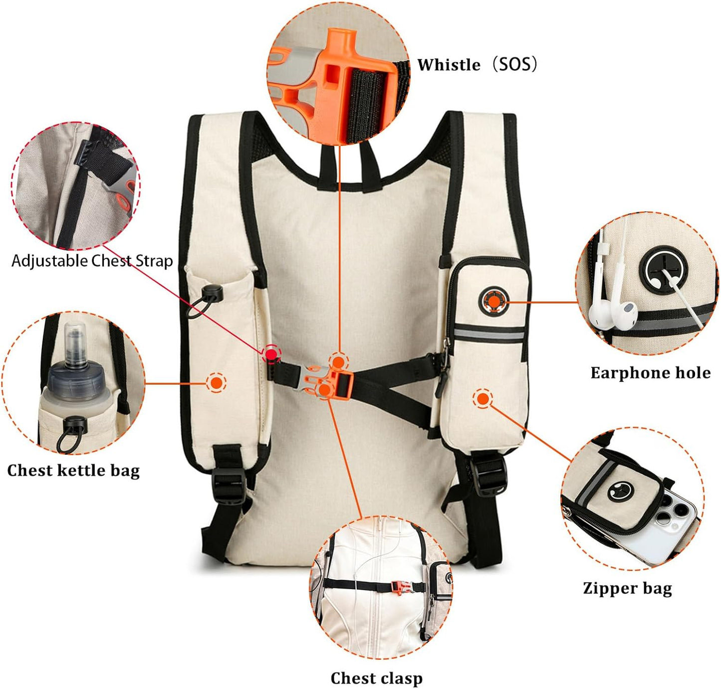 15L Small Hiking Backpack Foldable Ultralight Trekking Camping Outdoors Backpack for Women Men (beige)