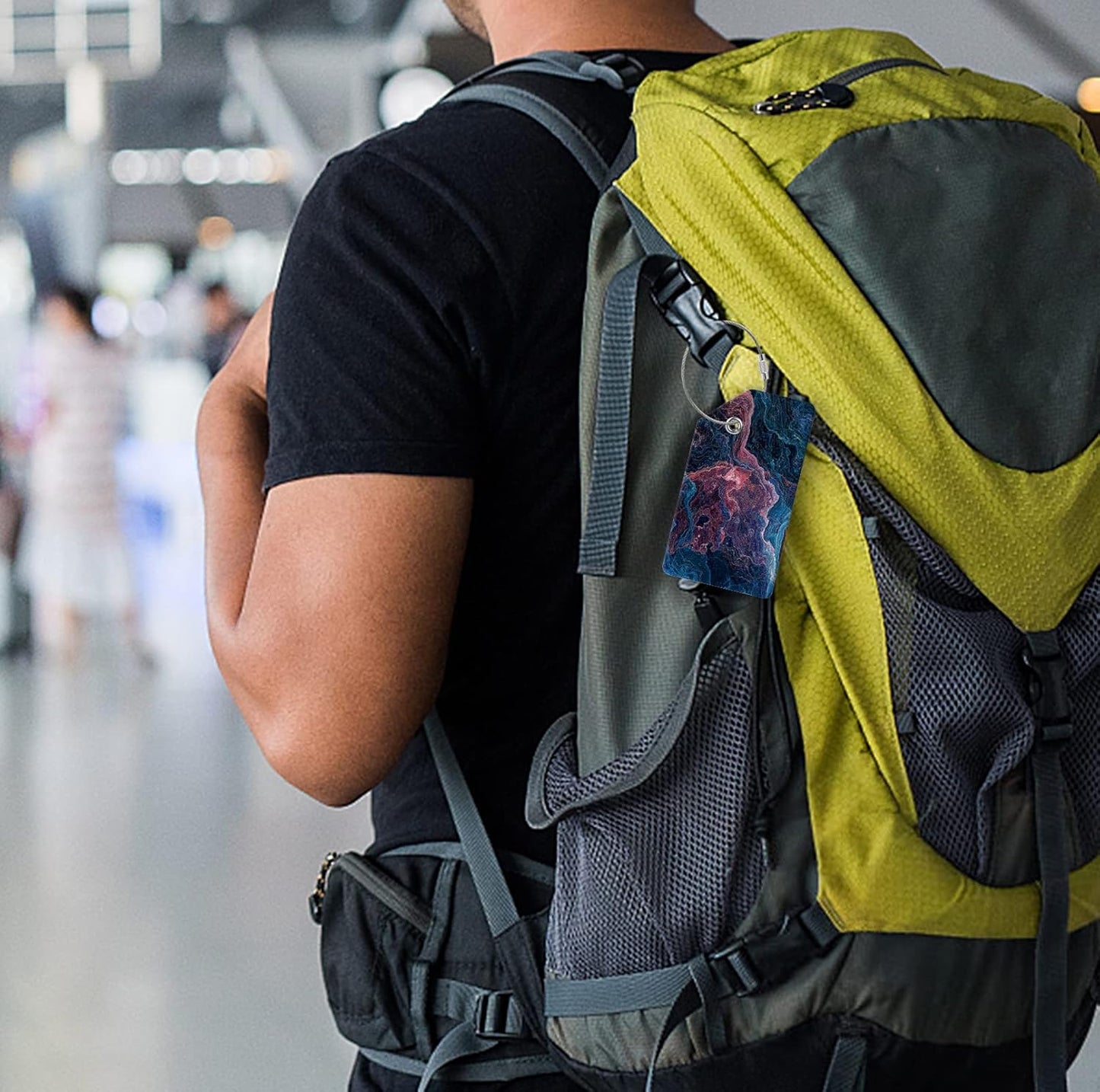 2 Luggage Tags, (1" Smaller Than Traditional) Perfect for Quick Luggage Identification with Stainless Steel Ring and Address Card for Travel and Luggage (Vector Image)