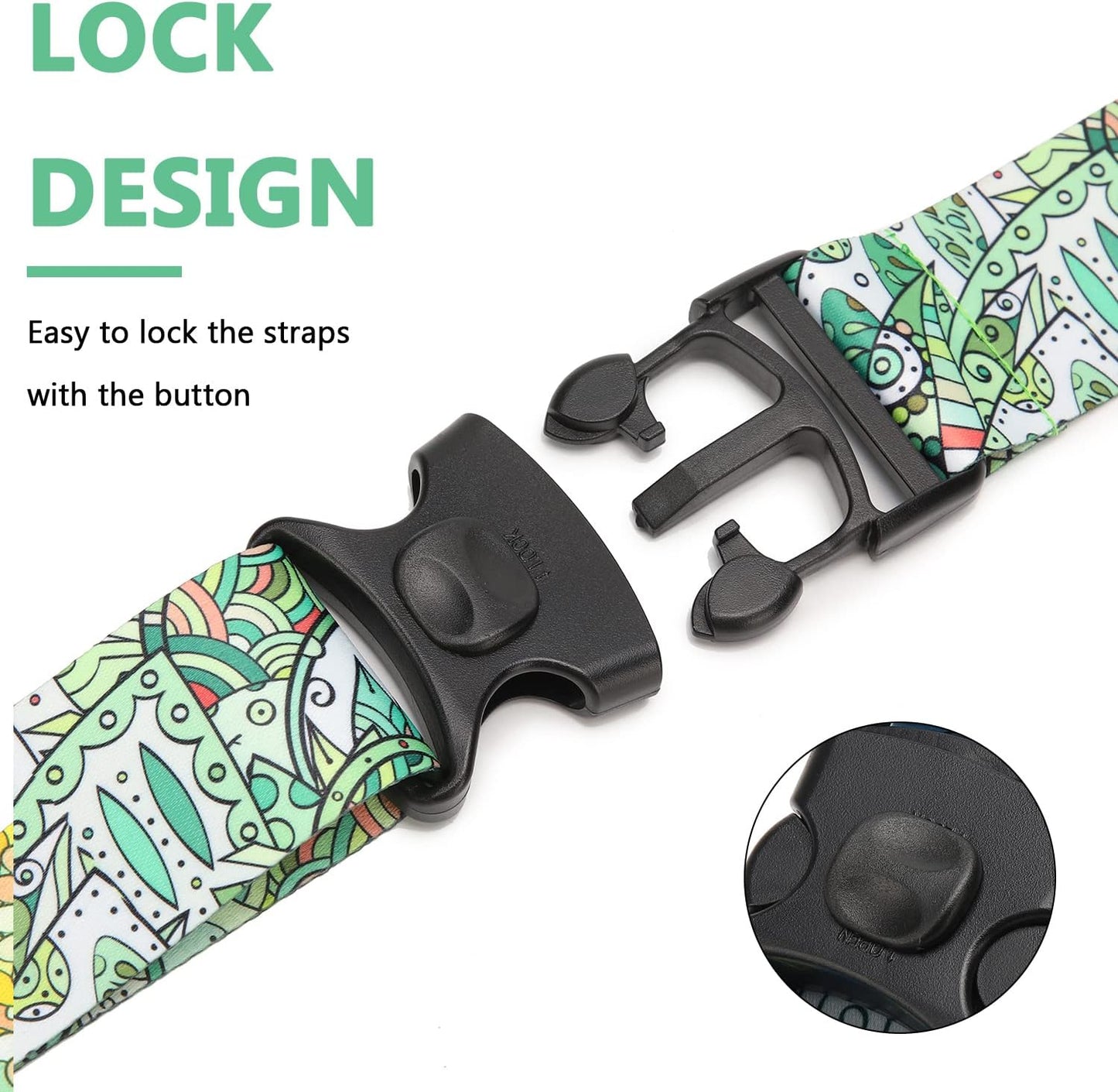 2 Pack 75'' x 2'' Adjustable Luggage Straps for Suitcase Belt Travel Bag Packing Straps Accessories (Grass)