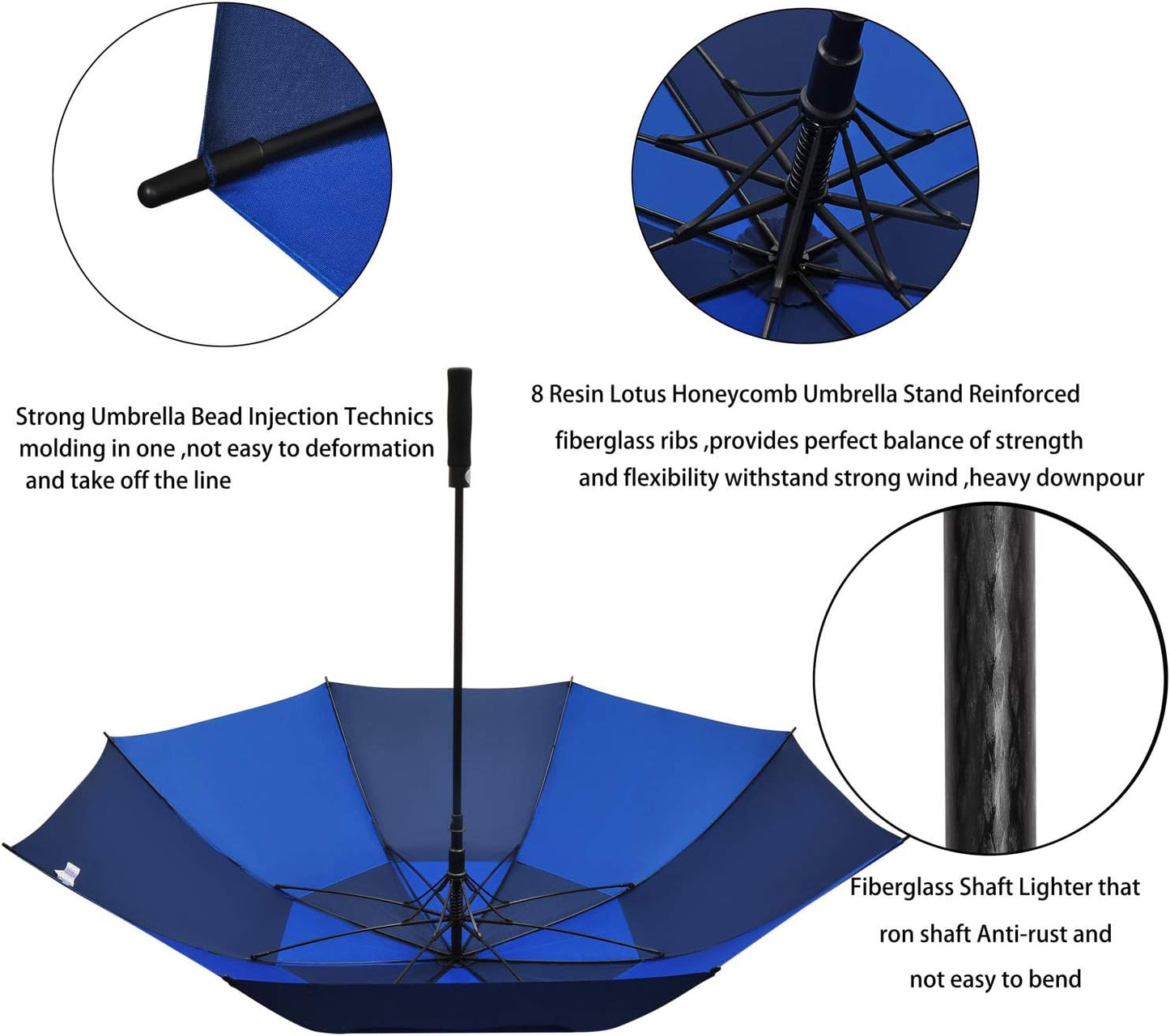 Golf Umbrella Large 58/62/68 Inch Automatic Open Golf Umbrella Extra Large Oversize Double Canopy Vented Umbrella Windproof Waterproof for Men and Women