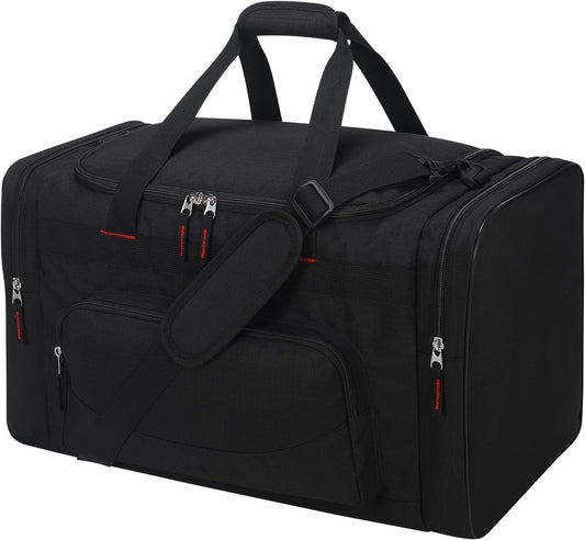 22 inch Gym Bag for Men - 55L Large Travel Duffle Bag Sports Equipment Bag with Multiple Zippered Pockets,Outdoor Workout Duffle Bag for Overnight Weekend - Black