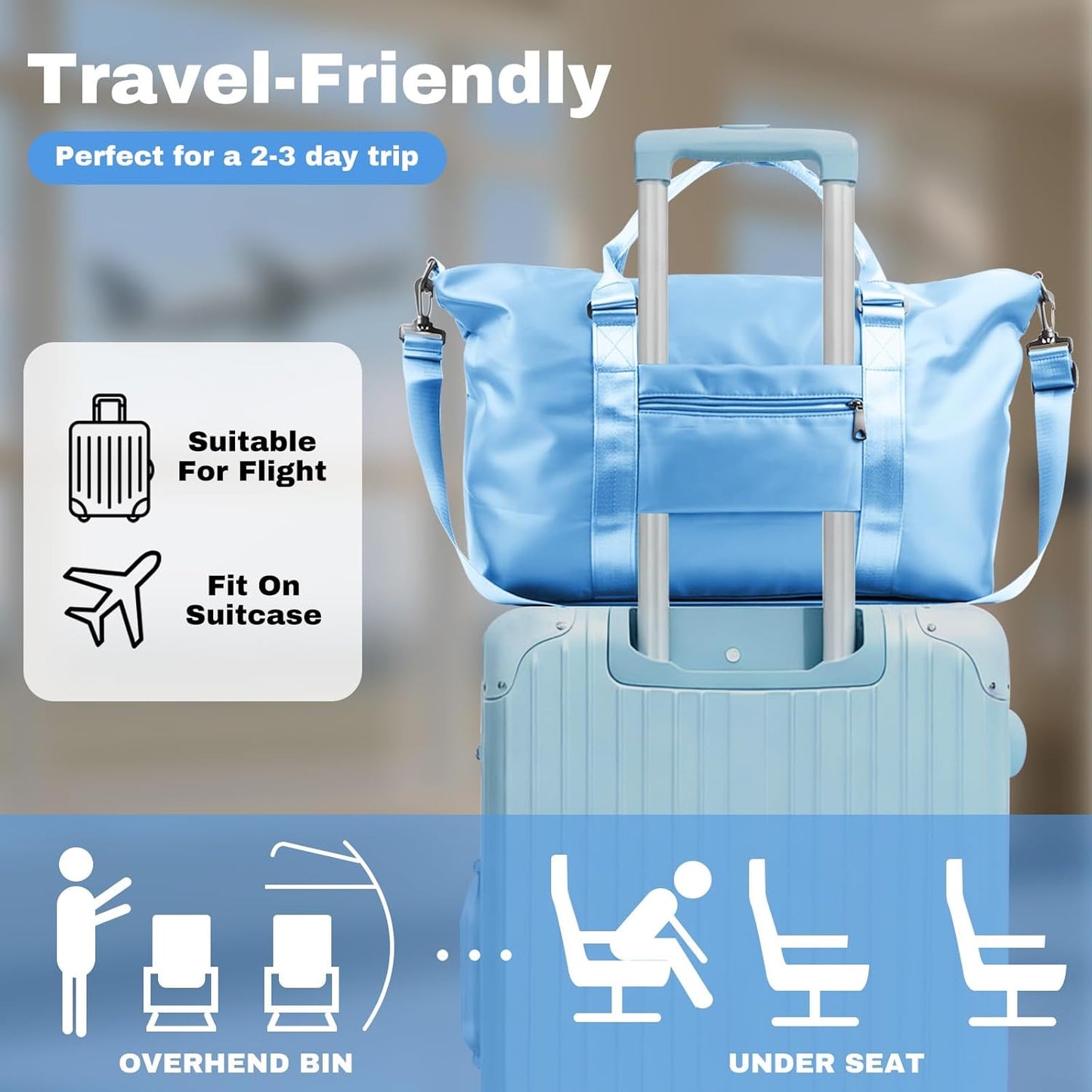 Weekender Duffel Bags for Women， Travel Totes Bag for Airplane Essentials, Overnight Bags for Women with Trolley Sleeve, Large Carry On Hospital Bag for Labor and Delivery, Sport, Gym