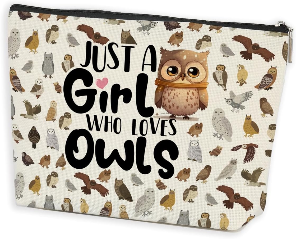 Owl Makeup Bag - Gifts for Animal Lovers, Women, Girls, Sister, Daughter, Friend - Cosmetic Travel Toiletry Bag for Birthday, Friendship, Graduation