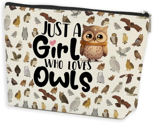 Owl Makeup Bag - Gifts for Animal Lovers, Women, Girls, Sister, Daughter, Friend - Cosmetic Travel Toiletry Bag for Birthday, Friendship, Graduation