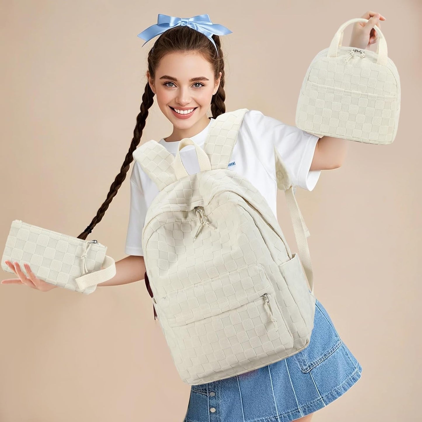 LEDAOU Backpack for Girls School Bag Kids Bookbag Teen Backpack Set Daypack with Lunch Bag and Pencil Case