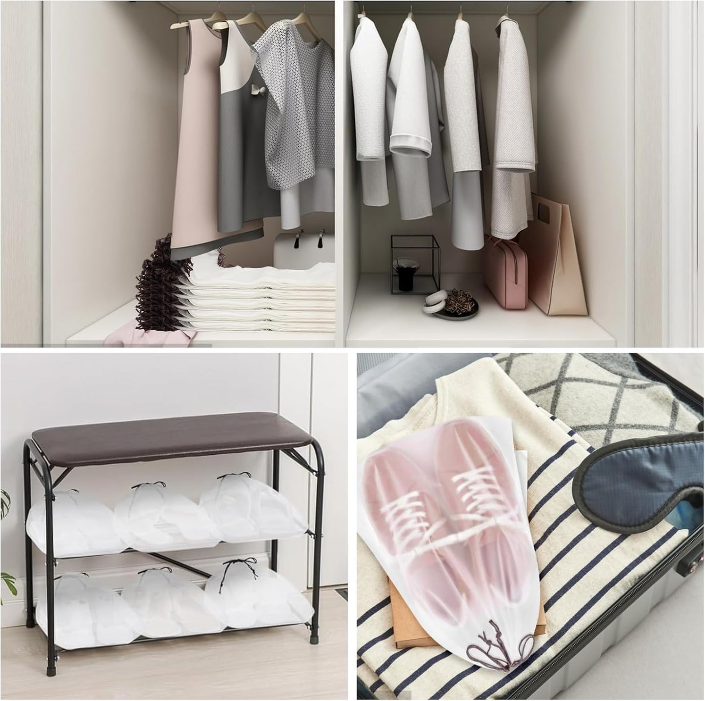 150 Pack Shoe Bags for Travel - 15.7" x 11.7" Large Clear Drawstring Bags - Waterproof Shoe Storage Dust Bags for Packing, Organization, Traveling