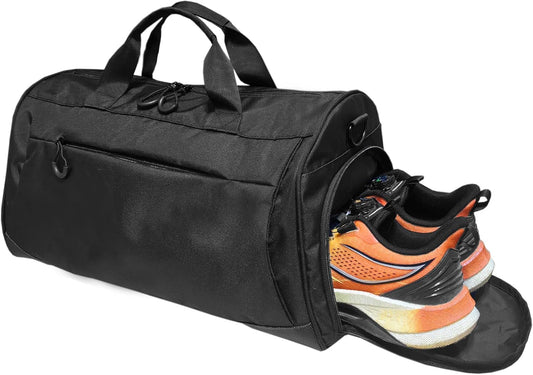 Gym Bag for Men & Women with Shoulder Strap, Shoe and Wet Compartment, Lightweight Duffle Bag, Durable Athletic Bag, Perfect for Travel, Fitness, Workout, Swimming, Yoga (Medium (22"))