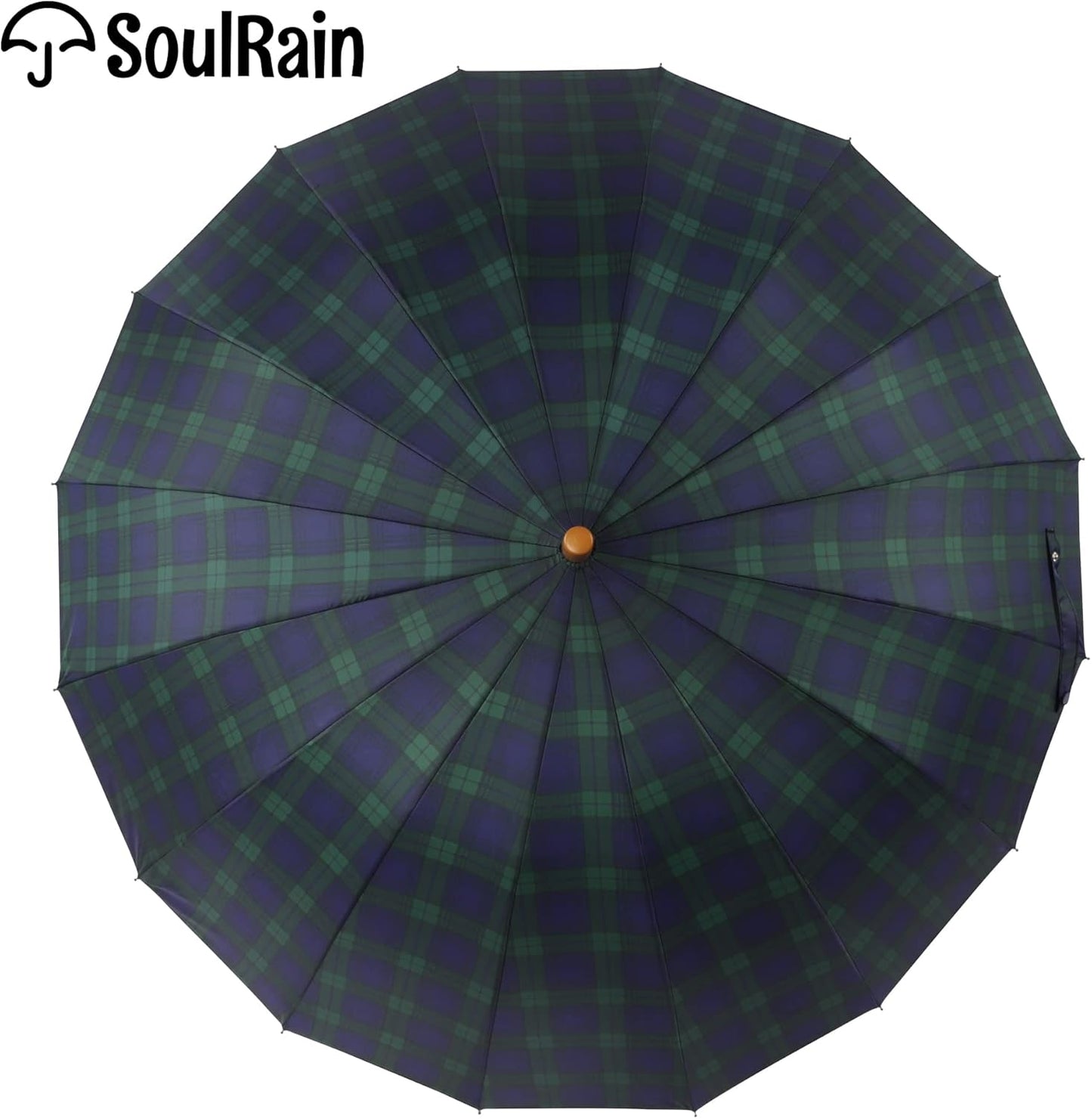 SoulRain 16 Ribs 48" Stick Umbrella Auto Open Solid Color Fashionable and Simple，Arc Classic Wood Handle，Windproof Unbreakable Stick Rain Umbrella