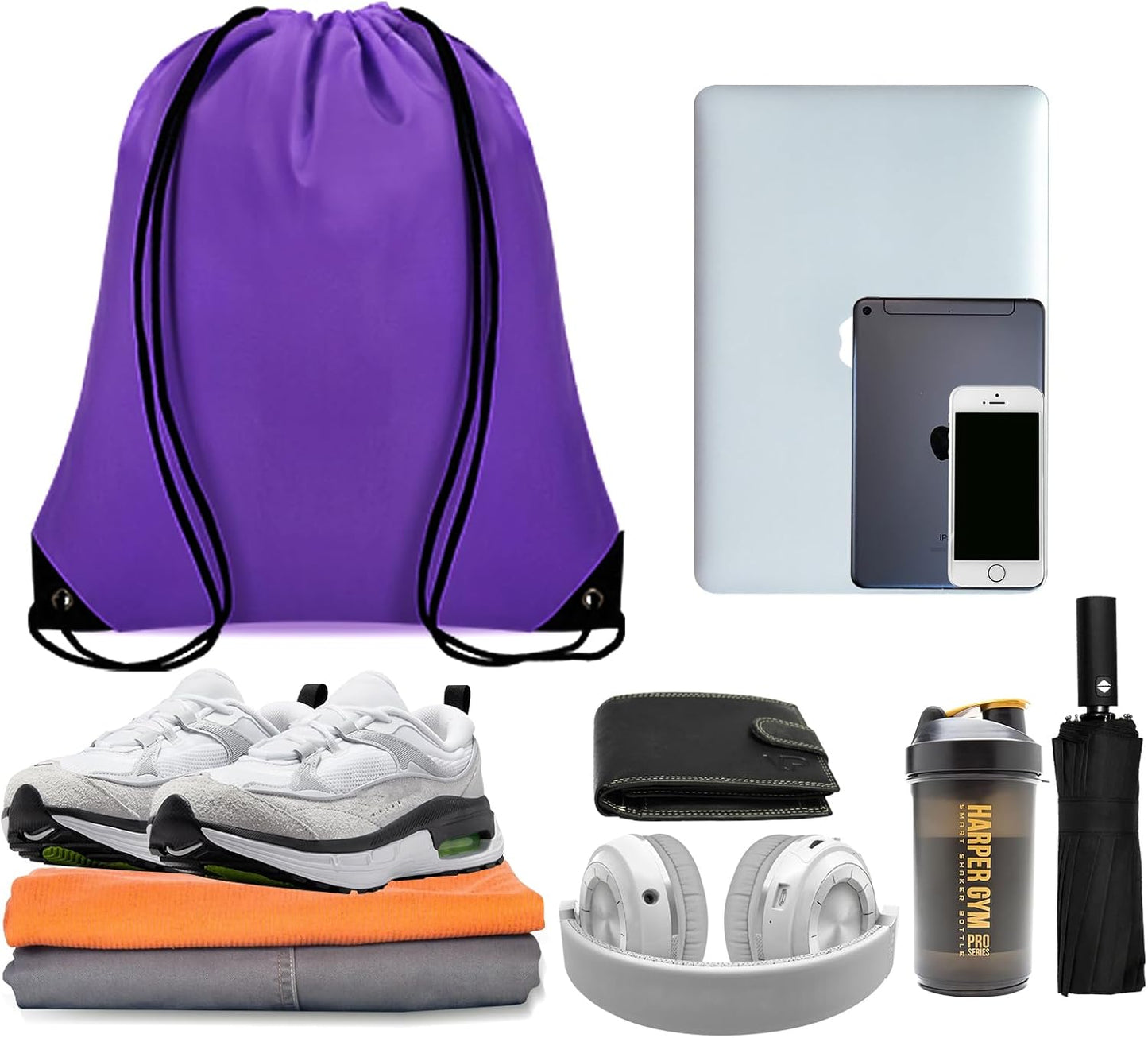 150Pcs Drawstring Backpack Bulk Cinch Sackpack Drawstring Bags Nylon for Gym Party Trip(Purple)