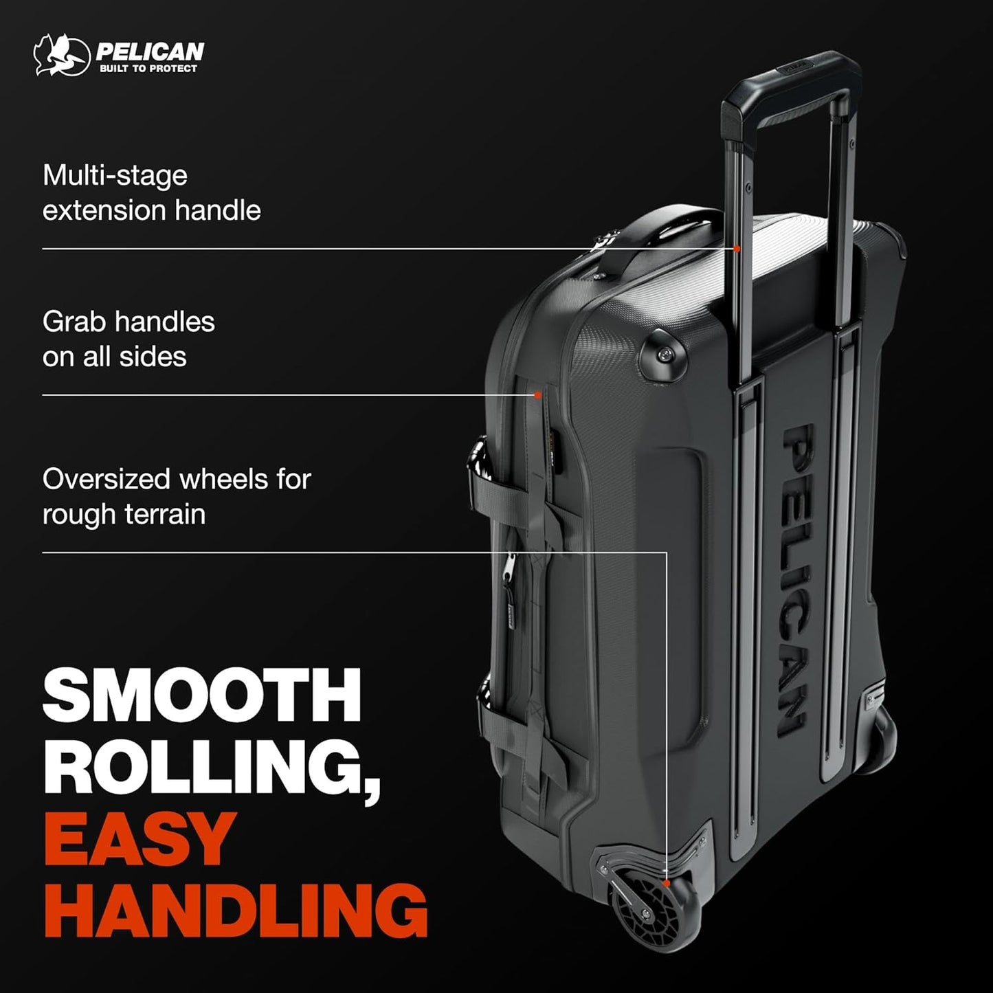 Pelican Aegis Luggage - Carry On Duffel Bag with Wheels - 22 Inch Carry On Bag - Airline Approved (Black)