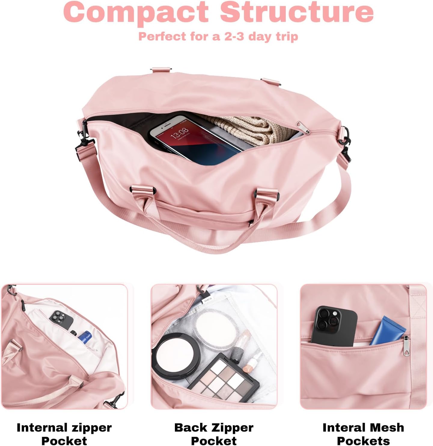 Weekender Duffel Bags for Women， Travel Totes Bag for Airplane Essentials, Overnight Bags for Women with Trolley Sleeve, Large Carry On Hospital Bag for Labor and Delivery, Sport, Gym