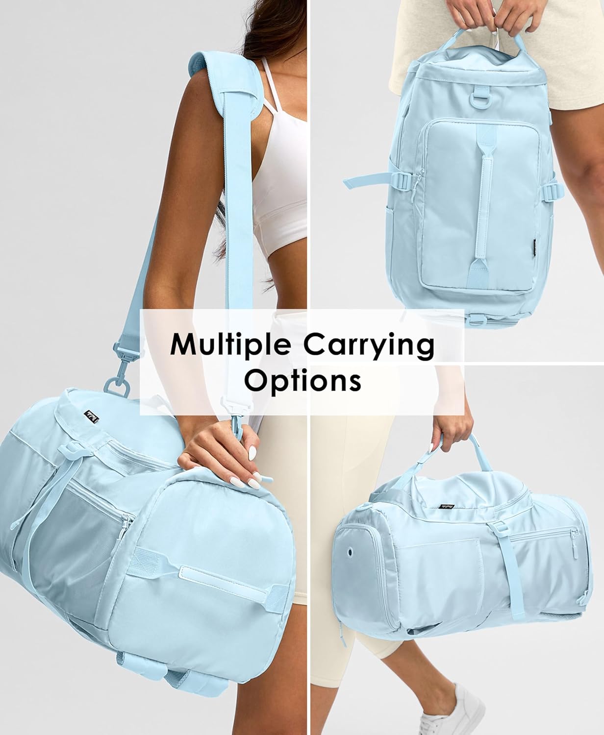 Gym Bag for Women with Shoe Compartment and Wet Pocket Convertible Gym Backpack workout Duffel Bag Multiple Pockets 30L