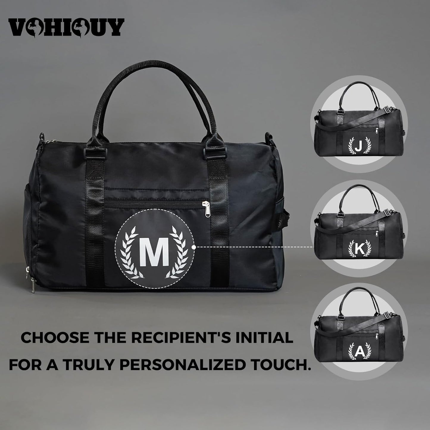 Gym Bag with Shoe Compartment - Personalized Monogrammed Duffle for Sports, Travel, and Workout with Initials