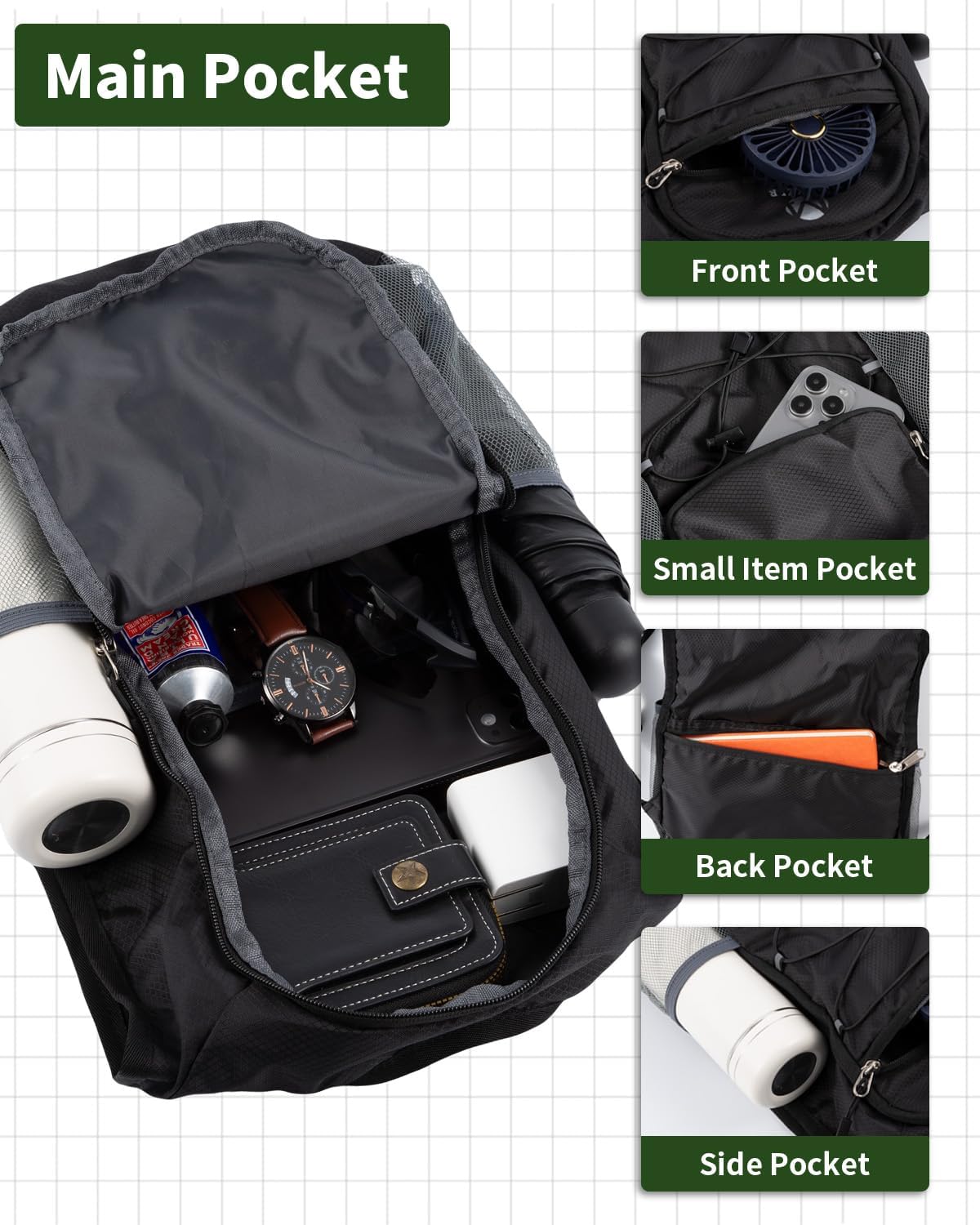 15L Lightweight Packable Hiking Backpack Water Resistant Foldable Daypack for Hiking Travel Cycling Outdoor Sports