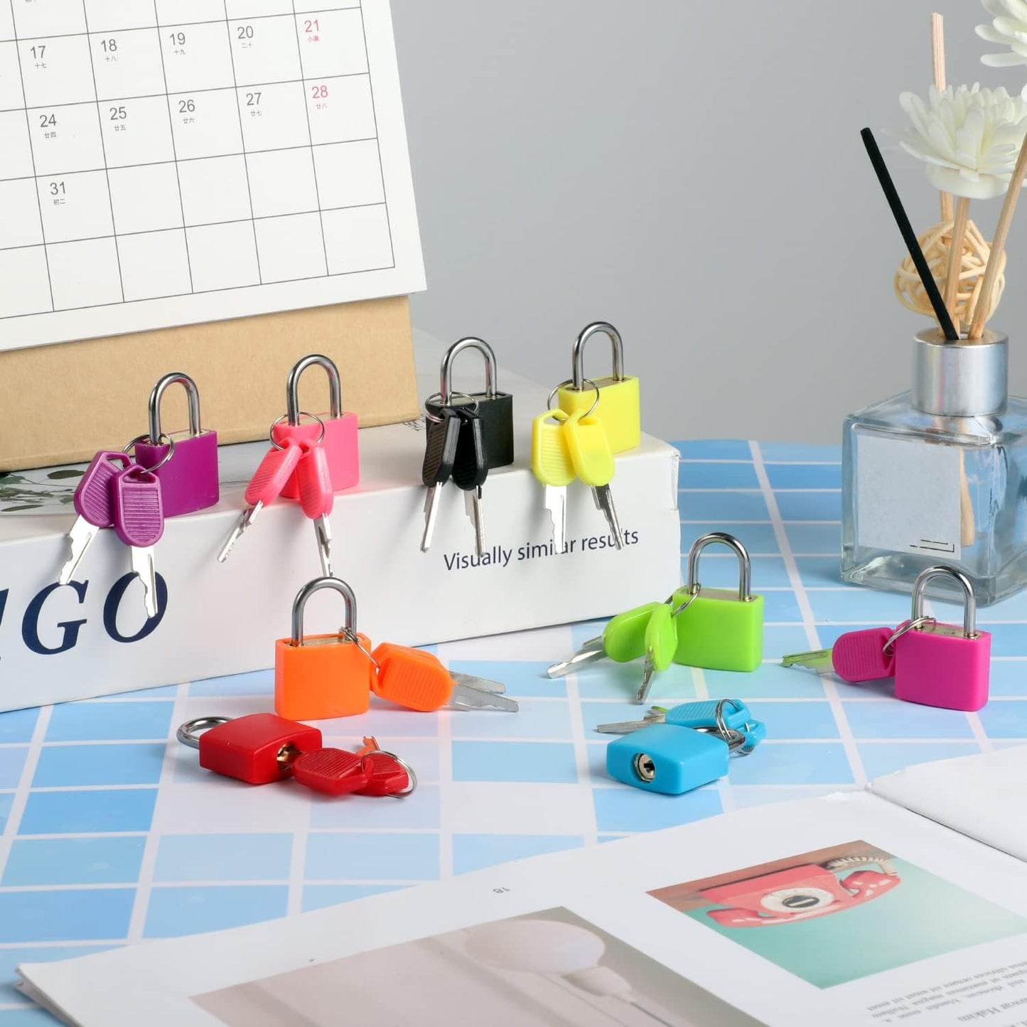 10 Pcs Luggage Locks with Keys, Locker Lock Small Luggage Padlocks, Suitcase Locks Metal Keyed Padlock for School Gym