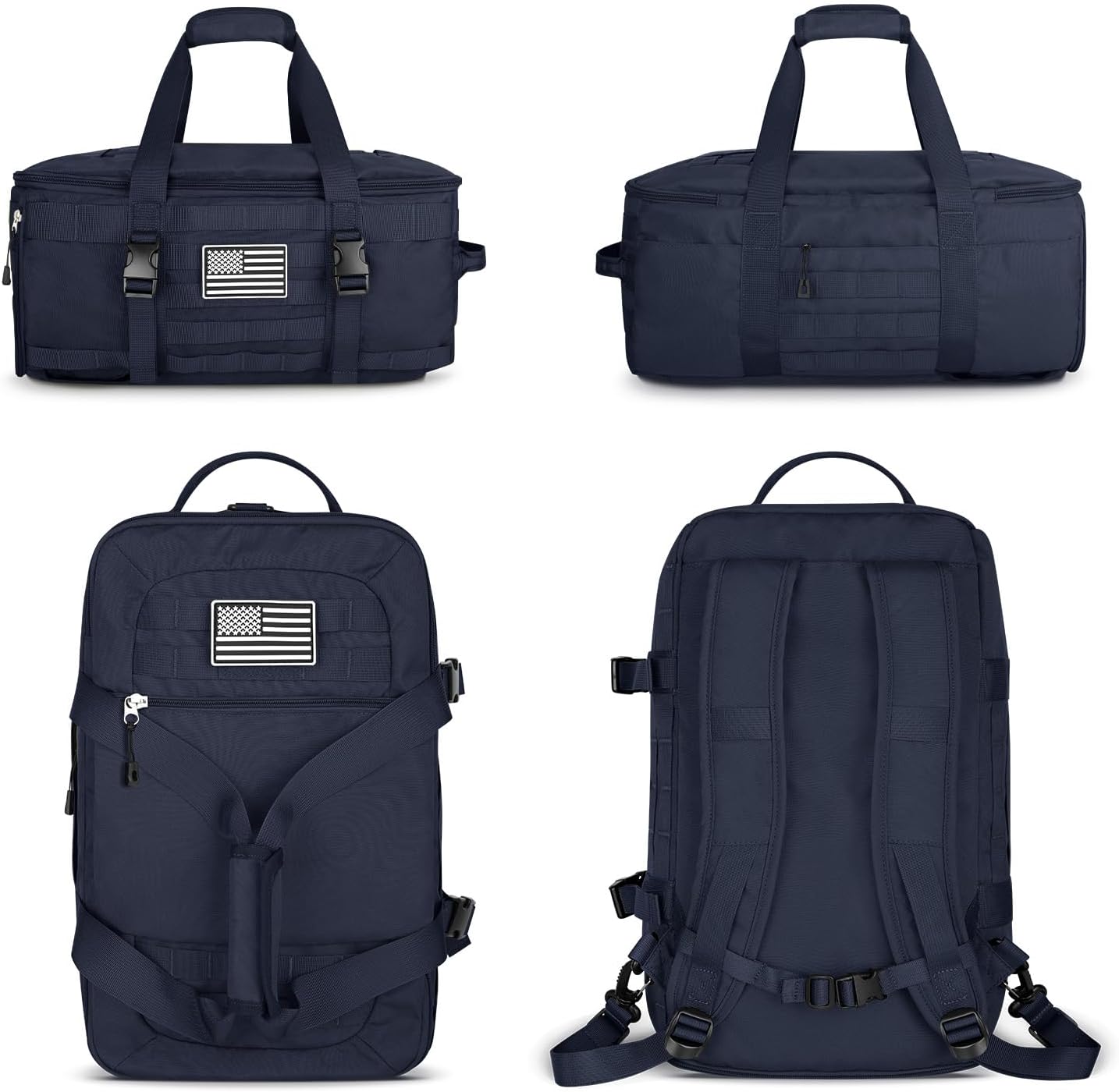 ETRONIK Gym Bags for Men Women, Military Travel Duffle Bag Backpack with Shoe Compartment, 3 in 1 Carry on with Wet Pocket, Weekender Overnight Range Backpack for Workout Football Gym, Blue