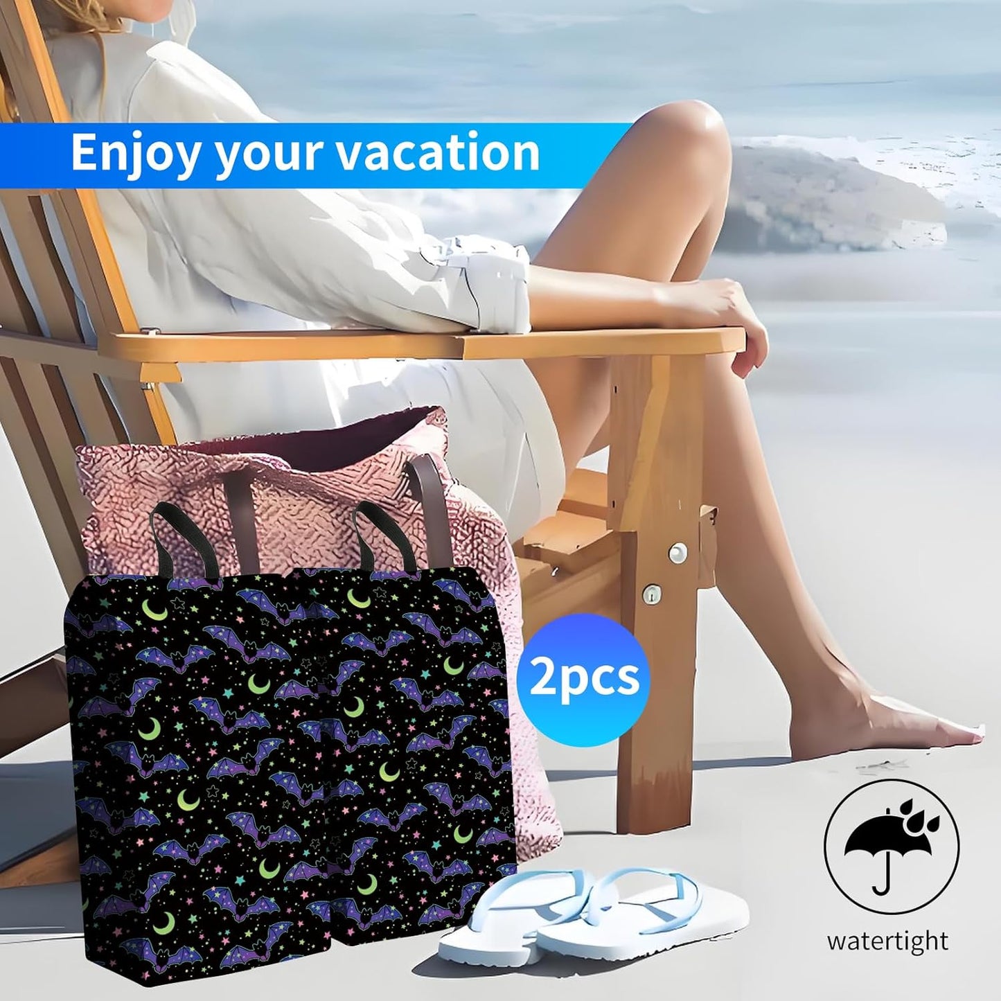 2pcs Shoe Organizer for Travel, Packing Shoe Travel Bags, Cute Shoe Bag with Zipper & Handle, Portable Travel Essentials for Women and Men Neon Bats