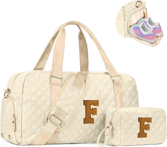 Gifts for Girls Age 10 11 12 13 14 15 16 17 18, Initial Travel Duffel Bag, Graduation Gifts for Her, Monogram Overnight Bag, Gift for Friend Sister Women gifts