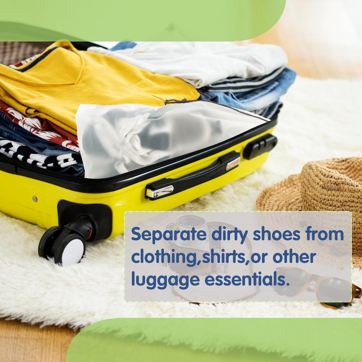 100 Pcs Translucent Shoes Bags for Travel,Large Clear Shoe Organizers,Drawstring Storage Bags with Rope for Men and Women (11.8 x 15.7 Inches)