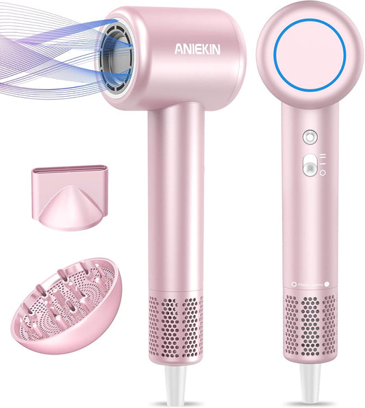 Hair Dryer, High-Speed Ionic Low Noise Blow Dryer for Fast Drying, Birthday Christmas Gifts for Women Men Mom Dad, Thermo-Control Quiet Compact Hair Blow Dryer for Travel Salon, Babypink