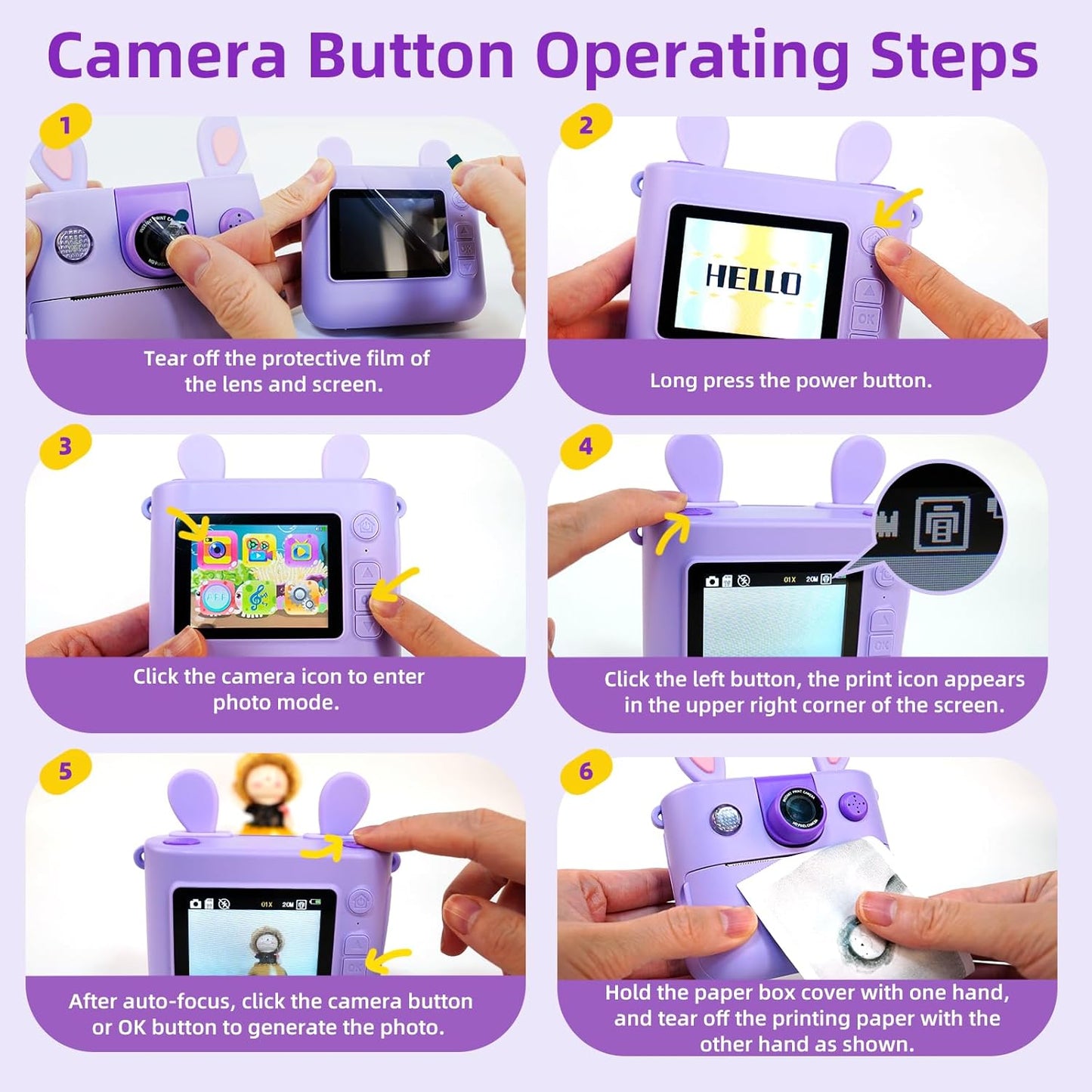 ORGSTA Kids Instant Print Camera for Boys and Girls 1080P HD Toddler Digital Camera with 3 Rolls Print Paper&32G Card, Christmas Birthday Gift Toys for Age 3-16 Kids Portable Travel Digital Camera Toy