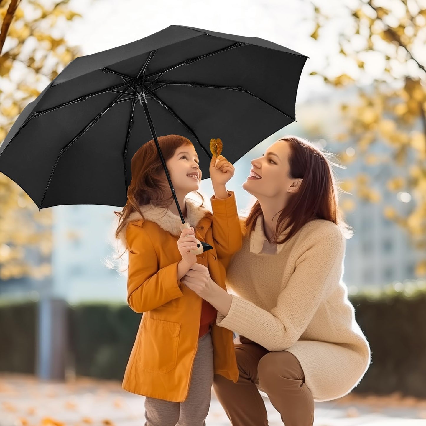 Cute Duck Handle Umbrella - Compact Travel Yellow Duck Head Umbrella for Adults and Girls