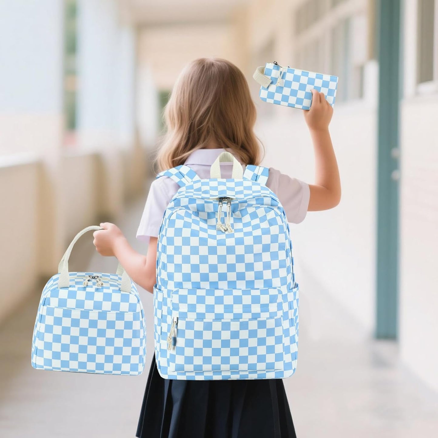 LEDAOU Backpack for Girls School Bag Kids Bookbag Teen Backpack Set Daypack with Lunch Bag and Pencil Case