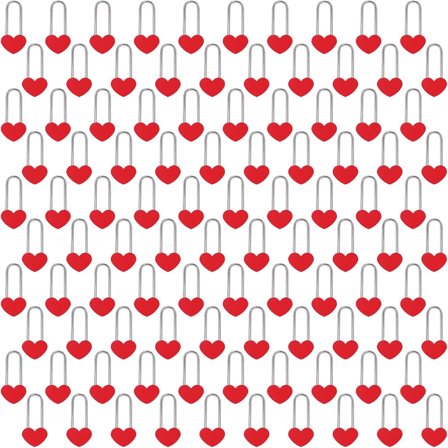 100PCS 3.5" 50mm Love Lock Heart Padlock,Red Single Heart Wish Lock for Lovers Wedding,Valentine's Day,Anniversary,Travel(NO Key)