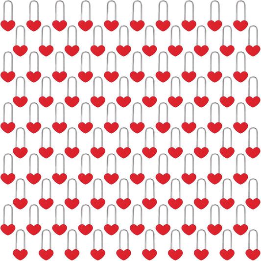 100PCS 3.5" 50mm Love Lock Heart Padlock,Red Single Heart Wish Lock for Lovers Wedding,Valentine's Day,Anniversary,Travel(NO Key)