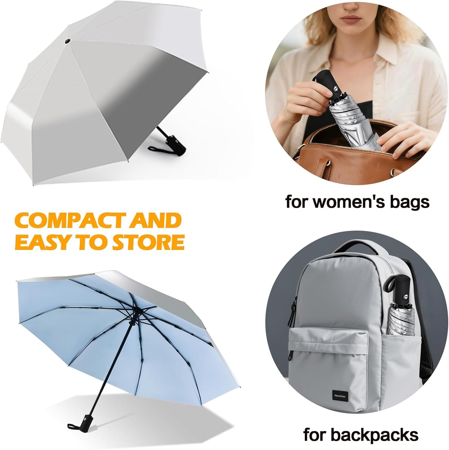 42/46/50inch Compact Umbrella Travel Size Umbrellas for Rain Waterproof And Wind Resistant Auto Open Close UPF 50+ UV Umbrella Sun Umbrellas UV Protection